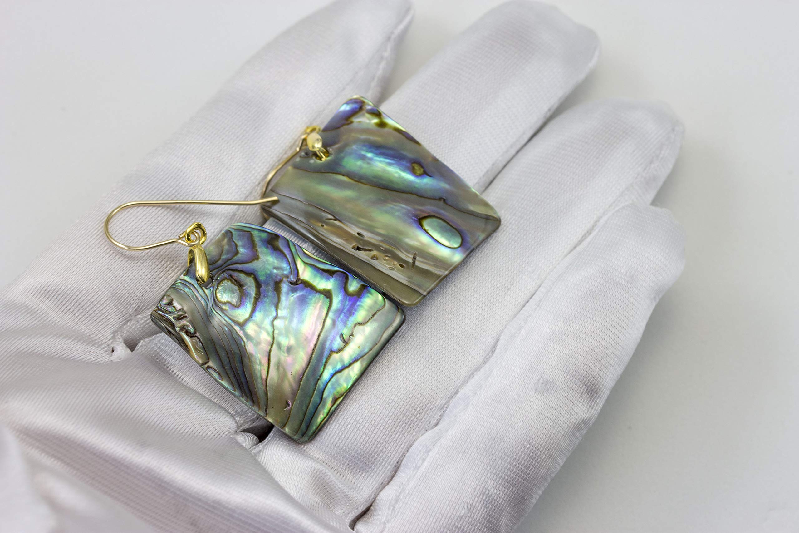 Mother of Pearl Abalone Shell Earrings - Large Rectangle Drop Dangle Earrings | Lightweight MOP Jewelry for Women | Perfect for Weddings, Parties & Boho Fashion