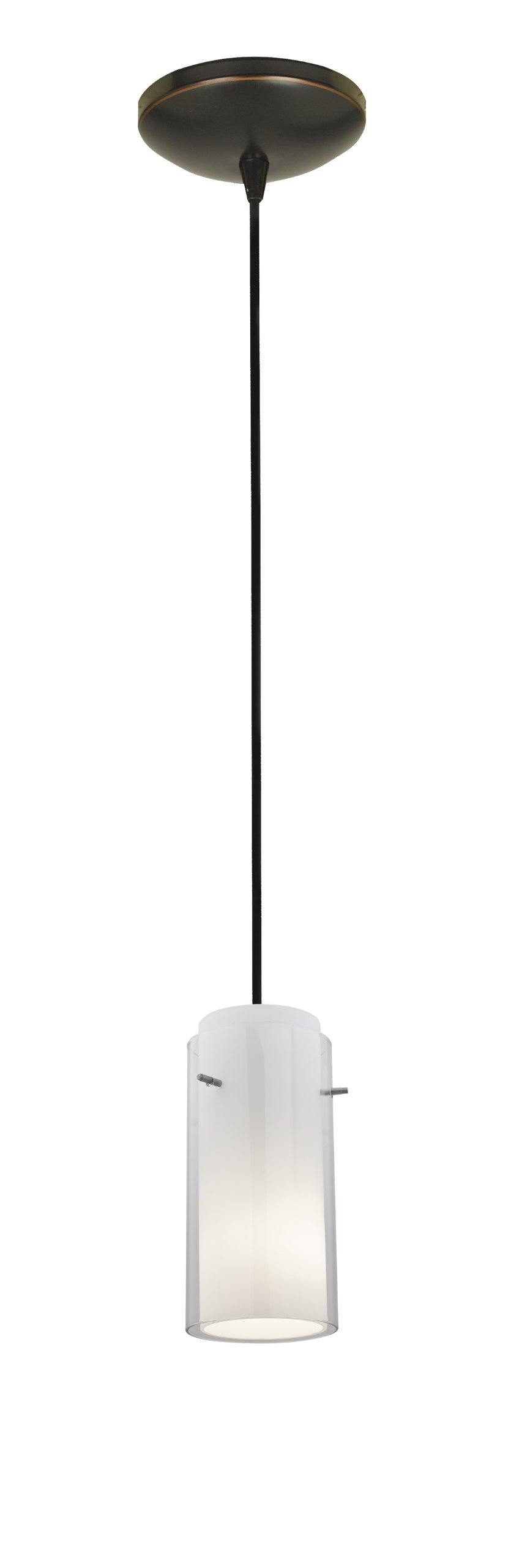 Glass Cylinder Pendant Light with Cord - Oil Rubbed Bronze Finish & Clear Opal Glass Shade - Perfect for Dining Room, Bedroom, or Entryway Lighting