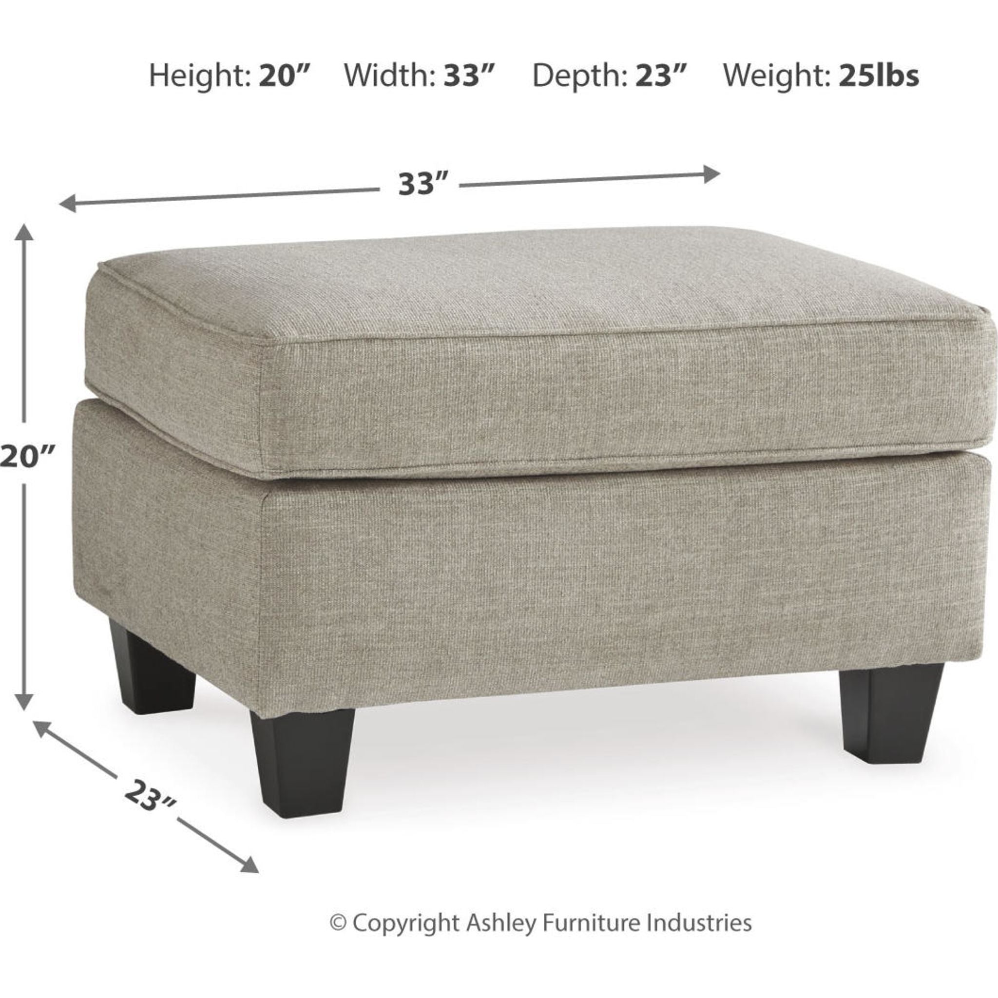 Abney Ottoman in Driftwood Finish - Stylish Storage Bench & Footrest for Living Room, Bedroom, or Entryway