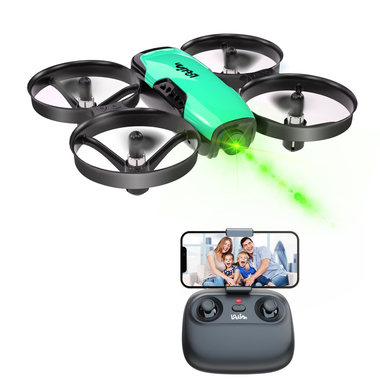 Loolinn Mini Drone with HD Camera for Kids - Remote Control Quadcopter with Adjustable 720P Camera, Safe Flight Mode, 2 Batteries & Carry Case - Perfect Birthday Gift for Boys Girls (Indoor/Outdoor Flying Toy, Aerial Photography for Beginners)