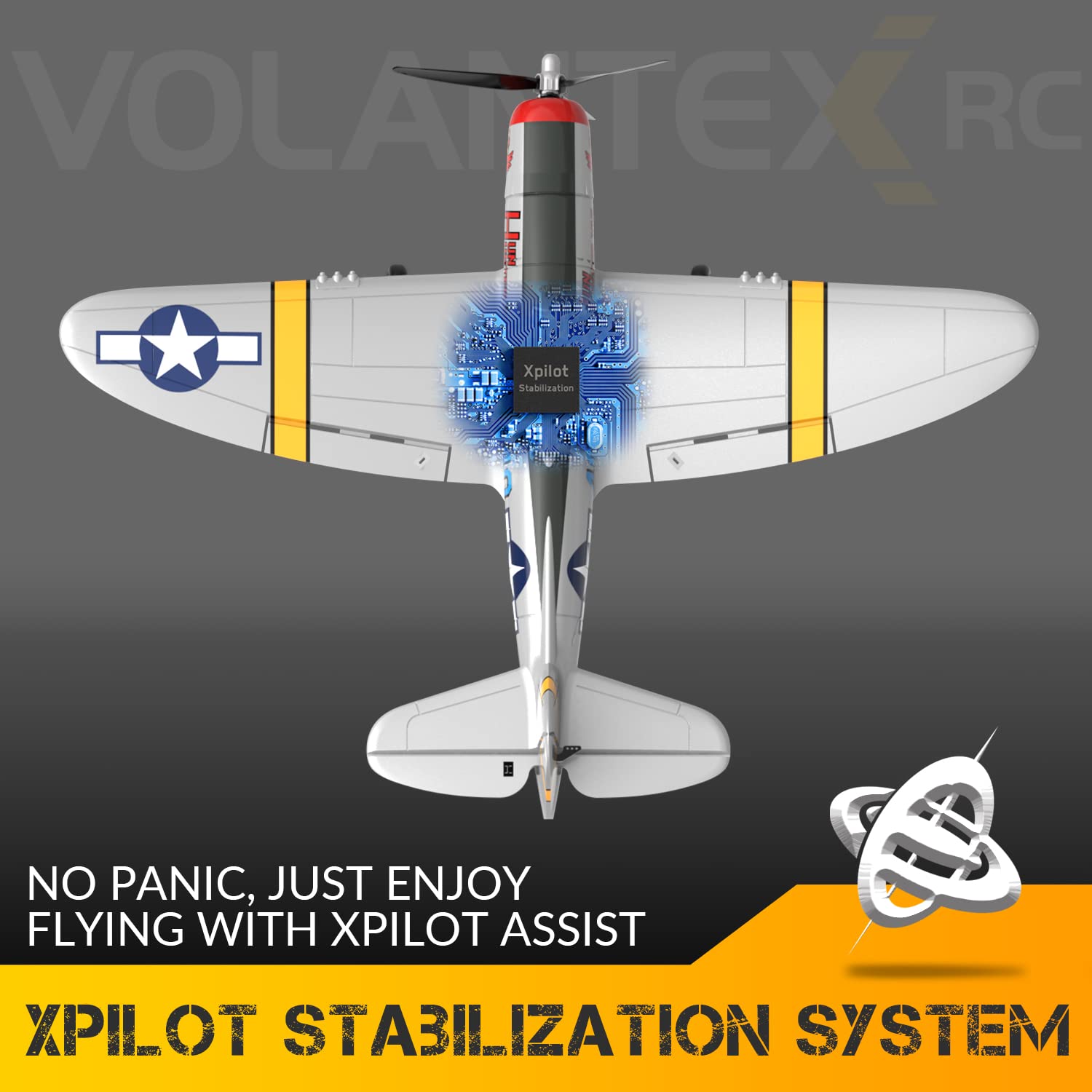 VOLANTEXRC P-47 Thunderbolt RC Plane for Beginners - 4CH WWII Warbird with Aileron, 2.4Ghz Remote Control Airplane | Xpilot Self-Righting & One Key Aerobatic | Ready-to-Fly (RTF) | Perfect Gift for Adults & RC Hobbyists | Great for Outdoor Flying, Backyard Practice & Aerial Photography