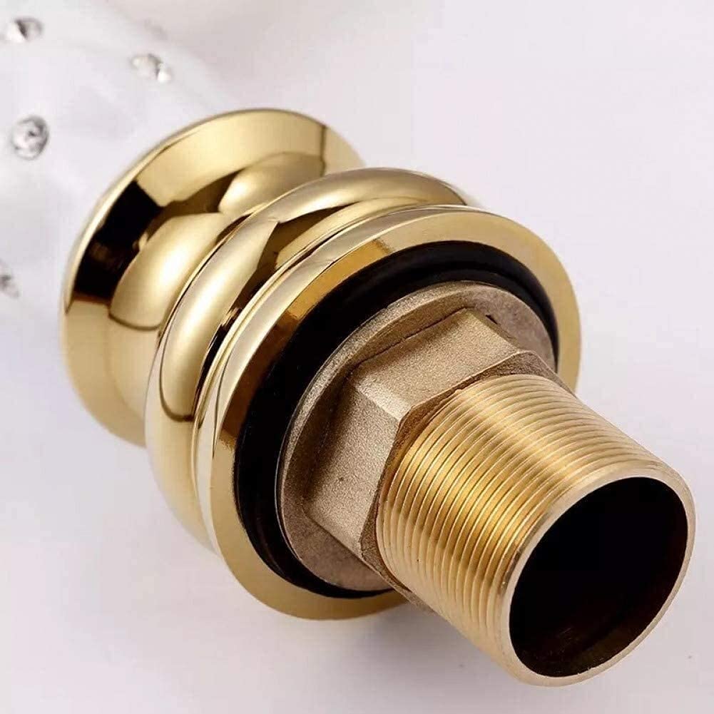 Luxury Golden Crystal Vessel Sink Faucet - Single Hole Deck Mounted Bathroom Basin Tap with Diamond Brass Mixer for Hot & Cold Water - Perfect for Modern Vanity, Master Bathroom, and Spa Retreats