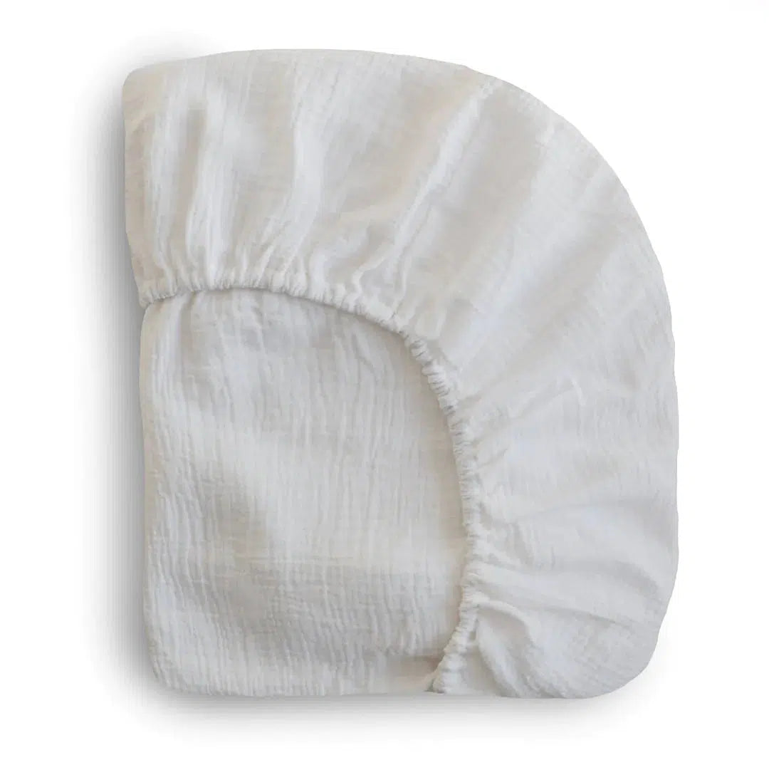 Mushie Extra Soft Muslin Crib Sheet - Breathable White Baby Crib Fitted Sheet for Nursery, Toddler & Infant Bed - Perfect for Daycare, Travel & Home Use