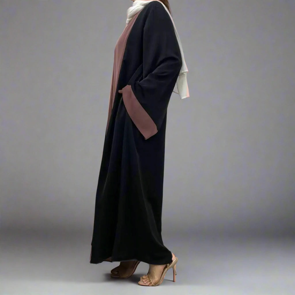 Elegant Muslim Women's Patchwork Abaya Dress - Modest Islamic Prayer Dress for Women - Perfect for Eid, Ramadan, Mosque & Special Occasions