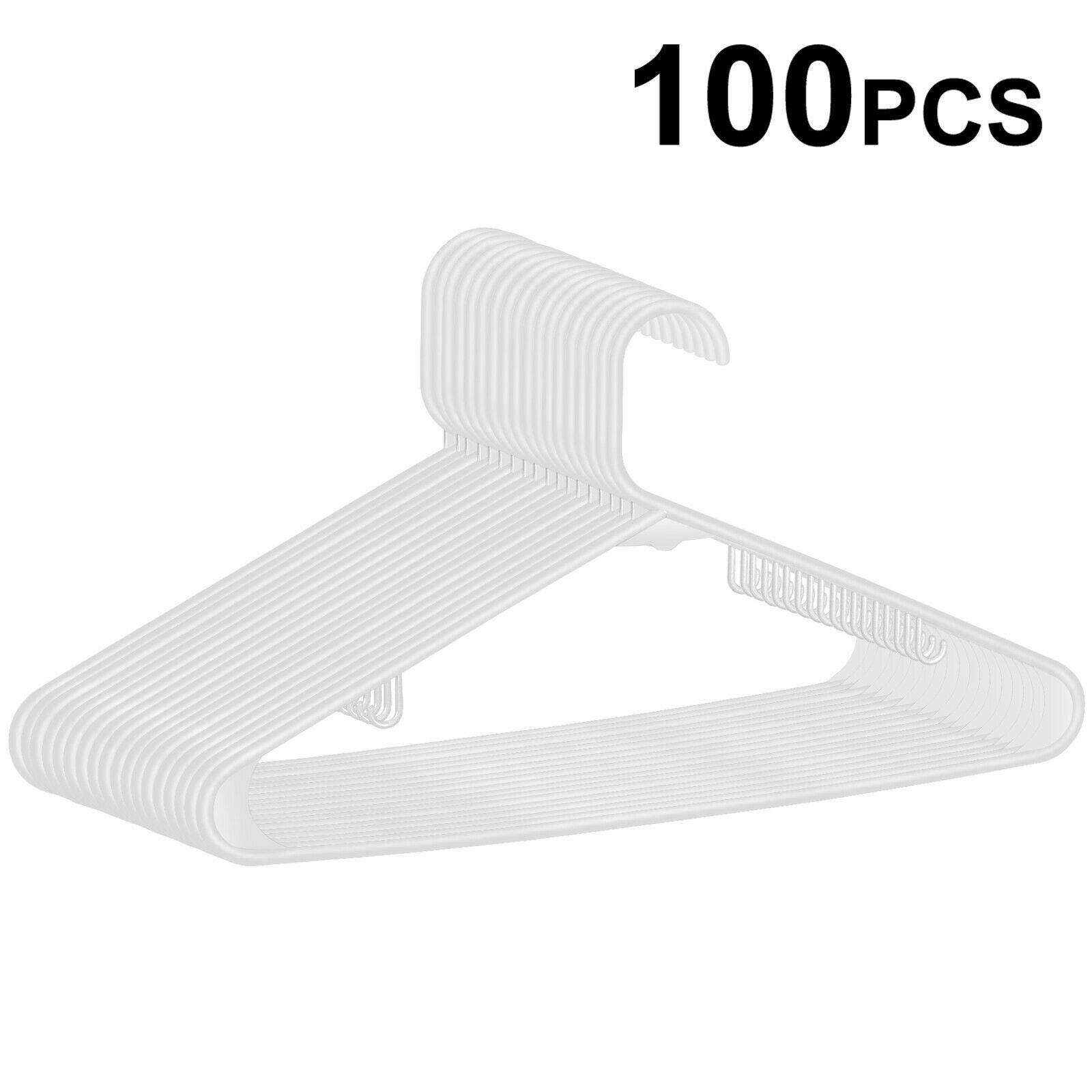 100 Pack Heavy Duty Plastic Hangers for Suits, Camisoles & Clothes - Premium Garment Hangers with Non-Slip Design for Closet Organization & Retail Display (Ideal for Home, Laundry & Clothing Stores)