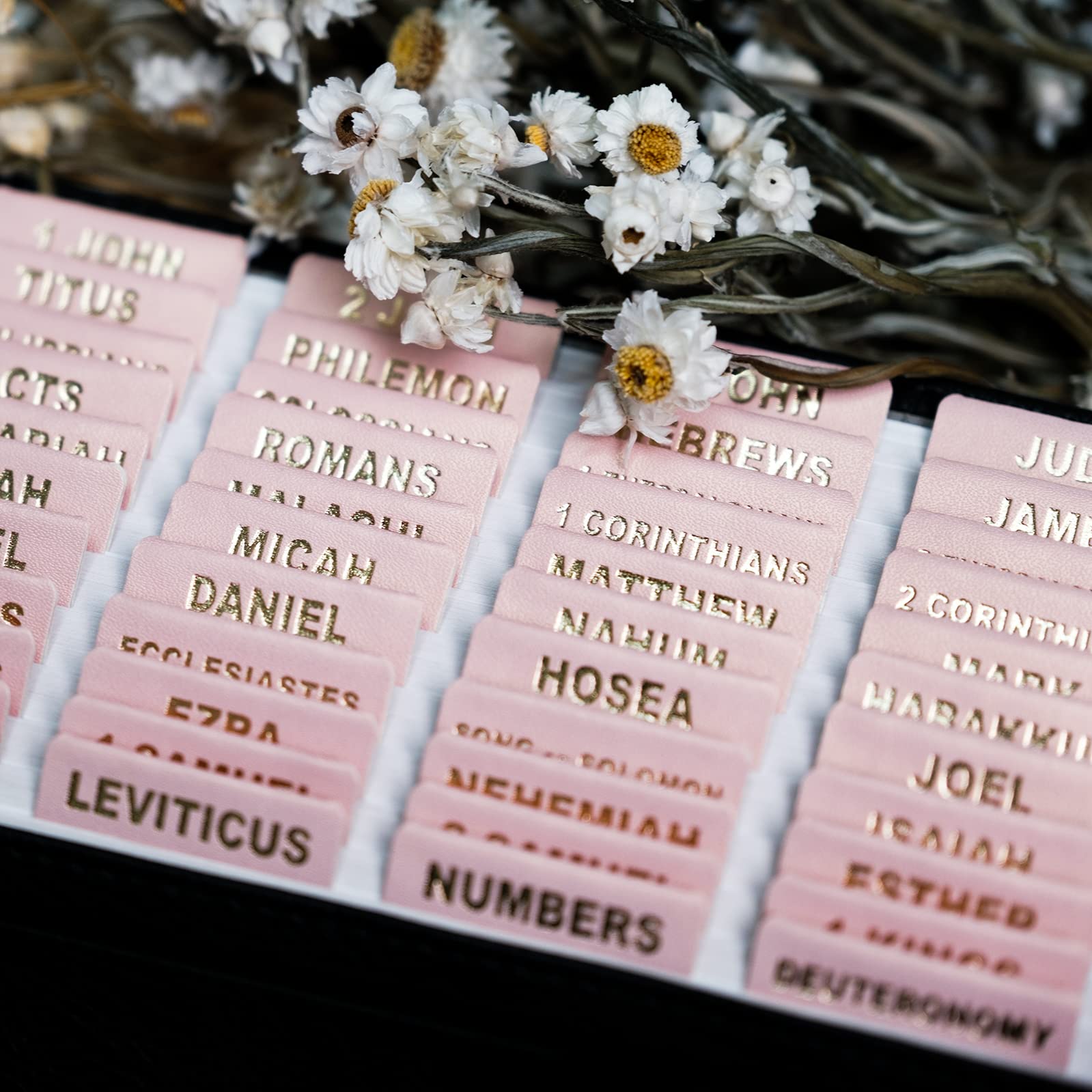 Leather Bible Tabs with Gold Foil - Easy Read Navigation Labels for Women & Men - Perfect for Church Study
