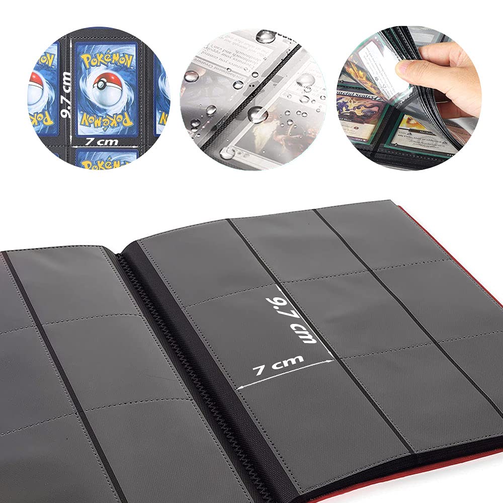 9-Pocket Trading Card Binder Album - Standard Size for Pokémon, MTG & Sports Cards - Holds 360 Cards (20 Pages) - Durable & Portable for Collectors, Tournaments & Storage (Red)