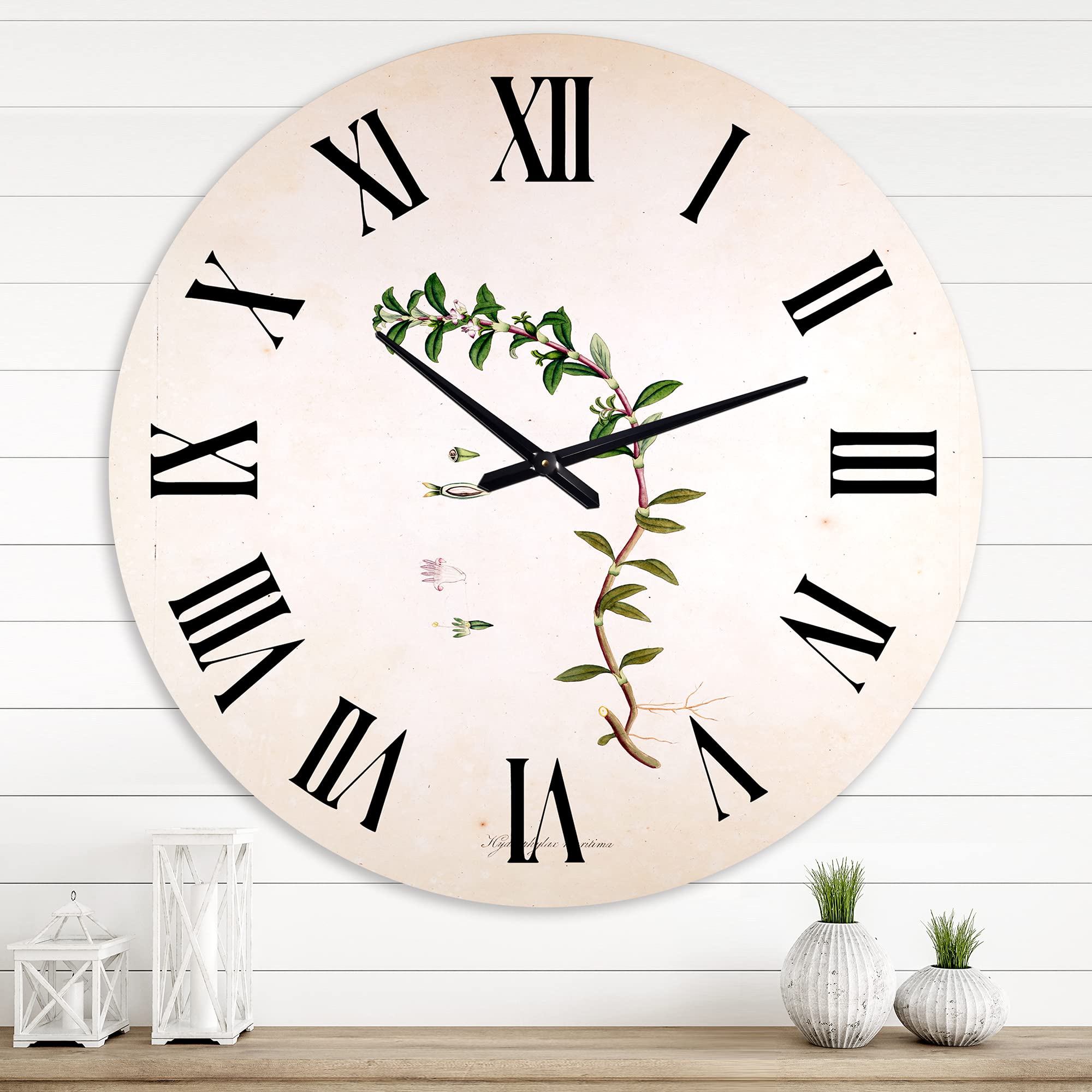Vintage London Plants II Farmhouse Wall Clock - Large Floral & Botanical Wall Decor for Living Room, Kitchen & Bedroom | Perfect Rustic Home Decor Gift