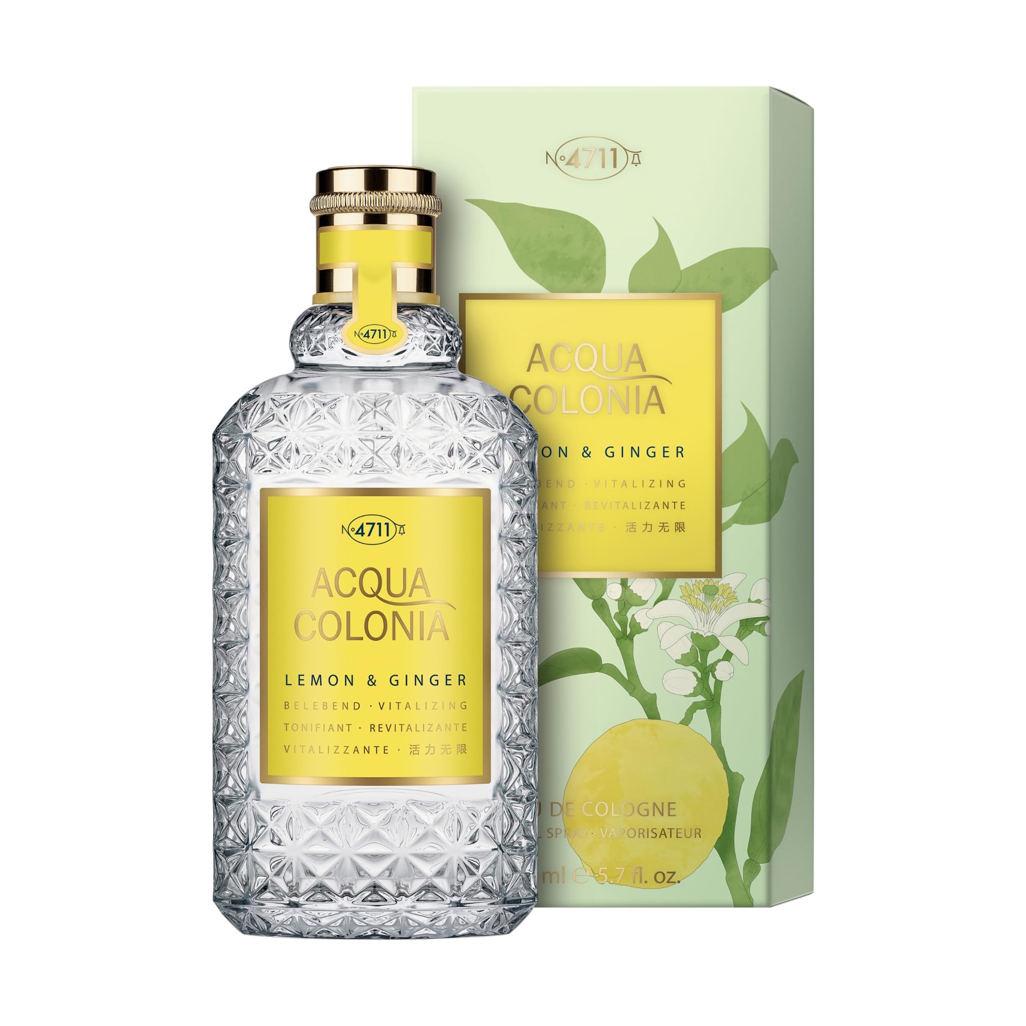 4711 Acqua Colonia Lemon & Ginger Eau de Cologne Spray - 5.7 oz Refreshing Cologne for Men & Women - Perfect for Daily Use, Office, Gym & Summer Days