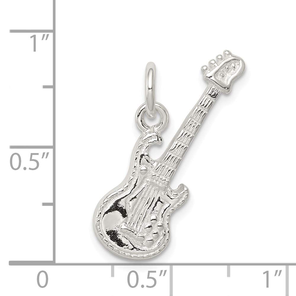 925 Sterling Silver Electric Guitar Pendant Charm - 25mm x 9mm - Perfect for Necklaces, Bracelets & Music Lover Gifts