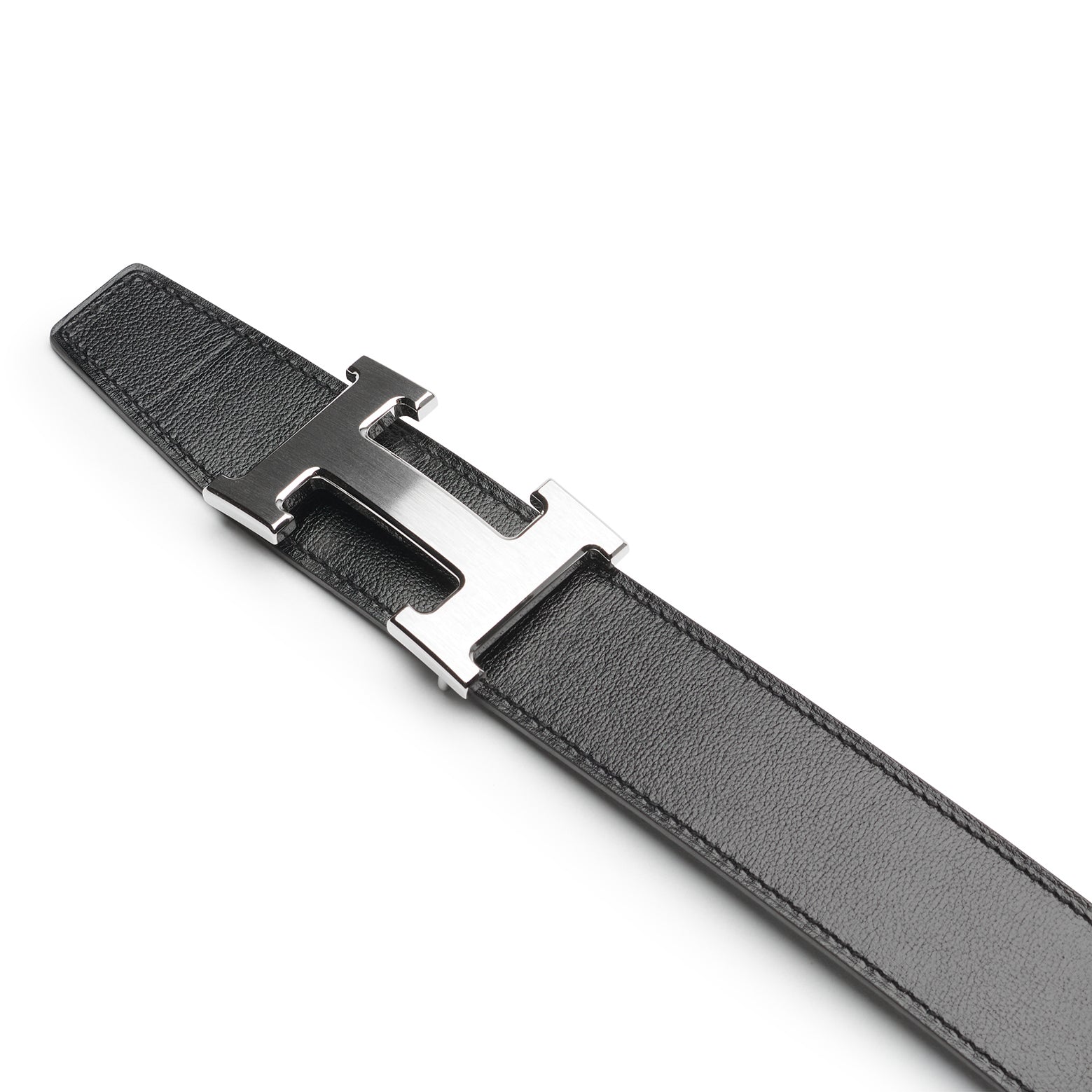 Hermès Paris H Buckle Reversible Leather Belt 32mm Black & Étain - Luxury Unisex Fashion Accessory for Office & Casual Wear