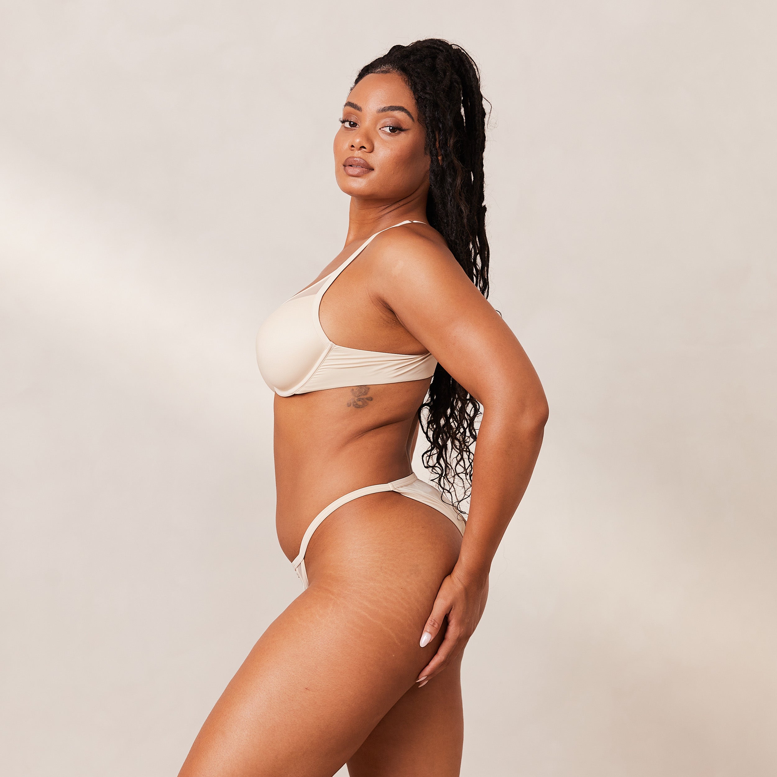 Classic Plunge T-Shirt Bra in Latte - Comfortable & Supportive Underwire Bra for Everyday Wear, Workouts, and Layering