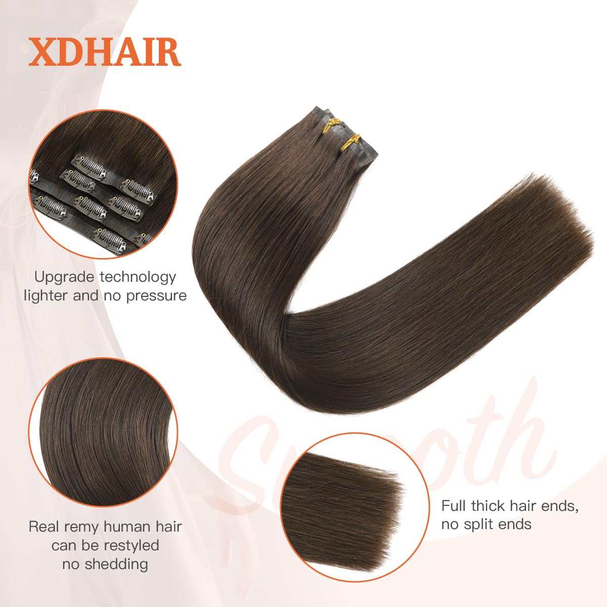 Silky Straight Clip-in Remy Human Hair Extensions for Women - 18 Inch Natural Black Hair Weft for Length & Volume - Perfect for Parties, Weddings & Daily Styling
