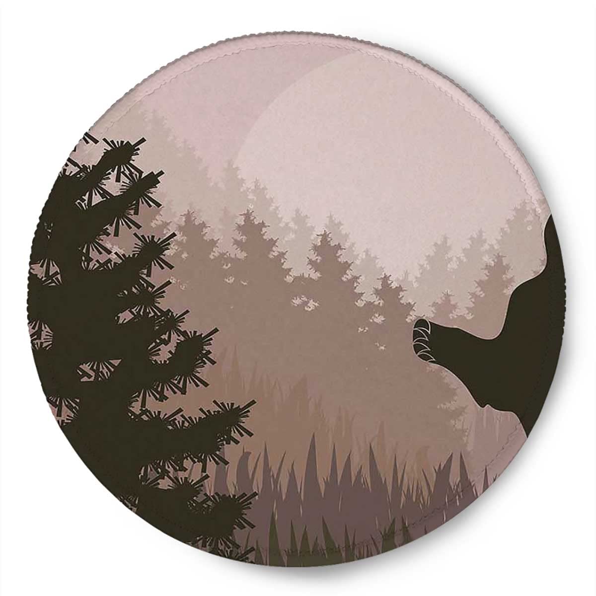 Non-Slip Rubber Base Mouse Pad with Cute Wild Bear Night Jungle Design - 7.9x7.9x0.12 Inches Premium Textured Waterproof Gaming & Office Desk Accessory - Perfect for Computer, Laptop, and Workspace Setup