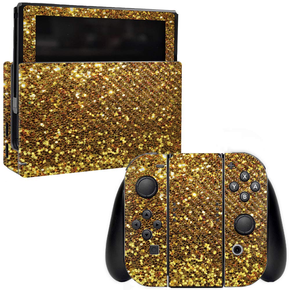 Premium Carbon Fiber Skin for Nintendo Switch - Gold Dazzle Finish | Protective & Durable Gaming Accessory | Easy to Apply & Remove | Made in USA | Perfect for Gaming Protection & Style Enhancement