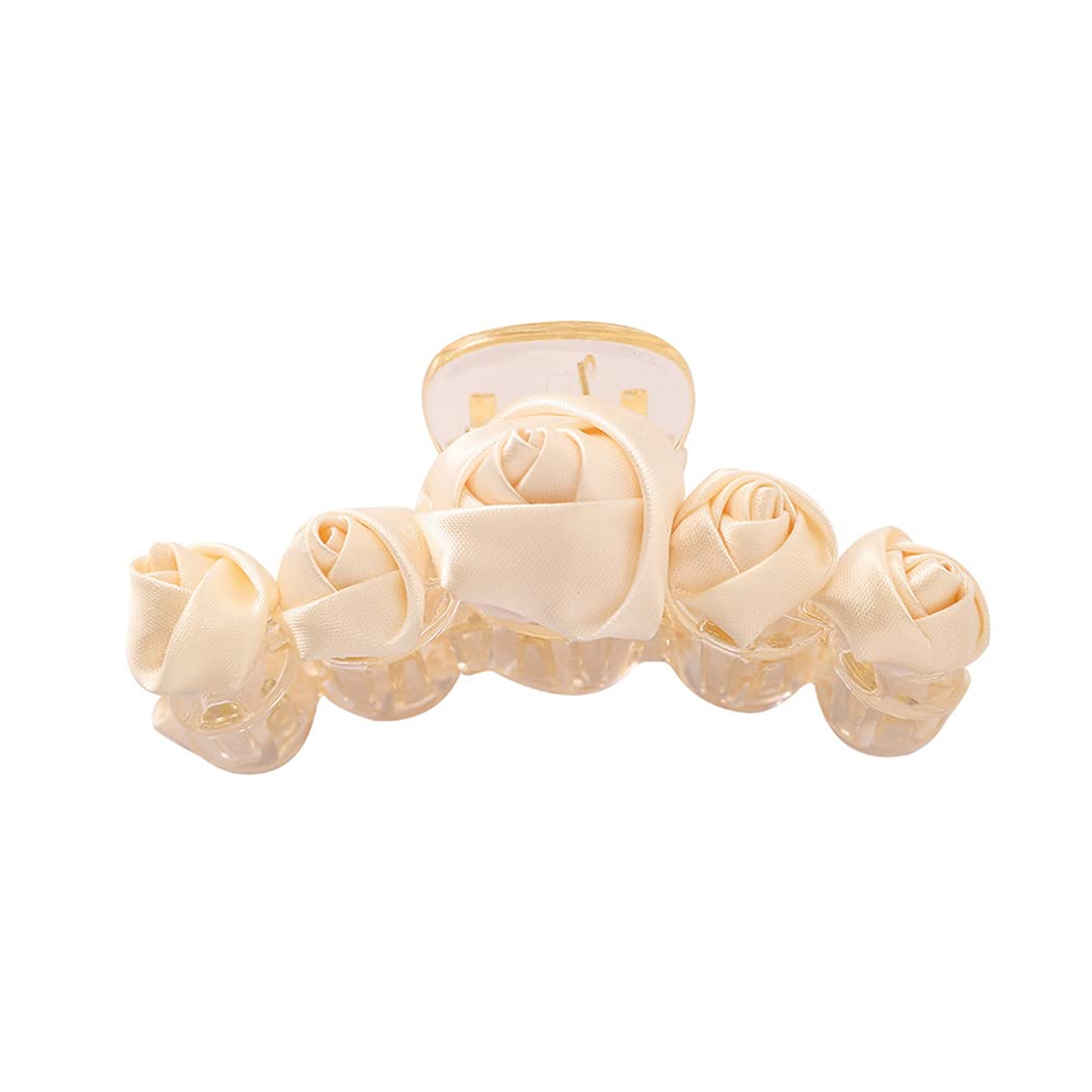 SOWUNO Elegant Floral Hair Claw Clips 3PCS Set - Strong Hold Large Hair Clips with Interlocking Teeth for Women | Perfect for Updos, Ponytails & Everyday Hairstyles