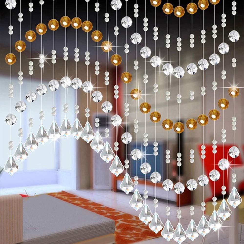 Luxury Crystal Glass Bead Curtain for Living Room, Bedroom, Window & Door Decor - Elegant Wedding Party Home Decoration - Colorful Bohemian Style Room Divider - Perfect for Home, Office & Event Decorations