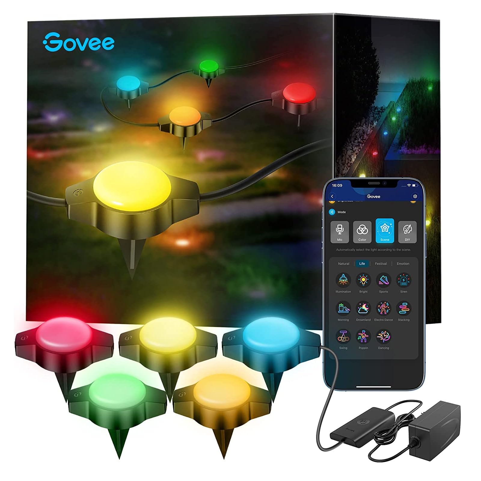 Govee 24-Pack RGBIC Outdoor Pathway Lights with Warm White & Music Sync - IP67 Waterproof Low Voltage Walkway Lighting (50ft, 80LM, 43 Scene Modes) for Garden, Yard, Driveway, and Landscape Decoration