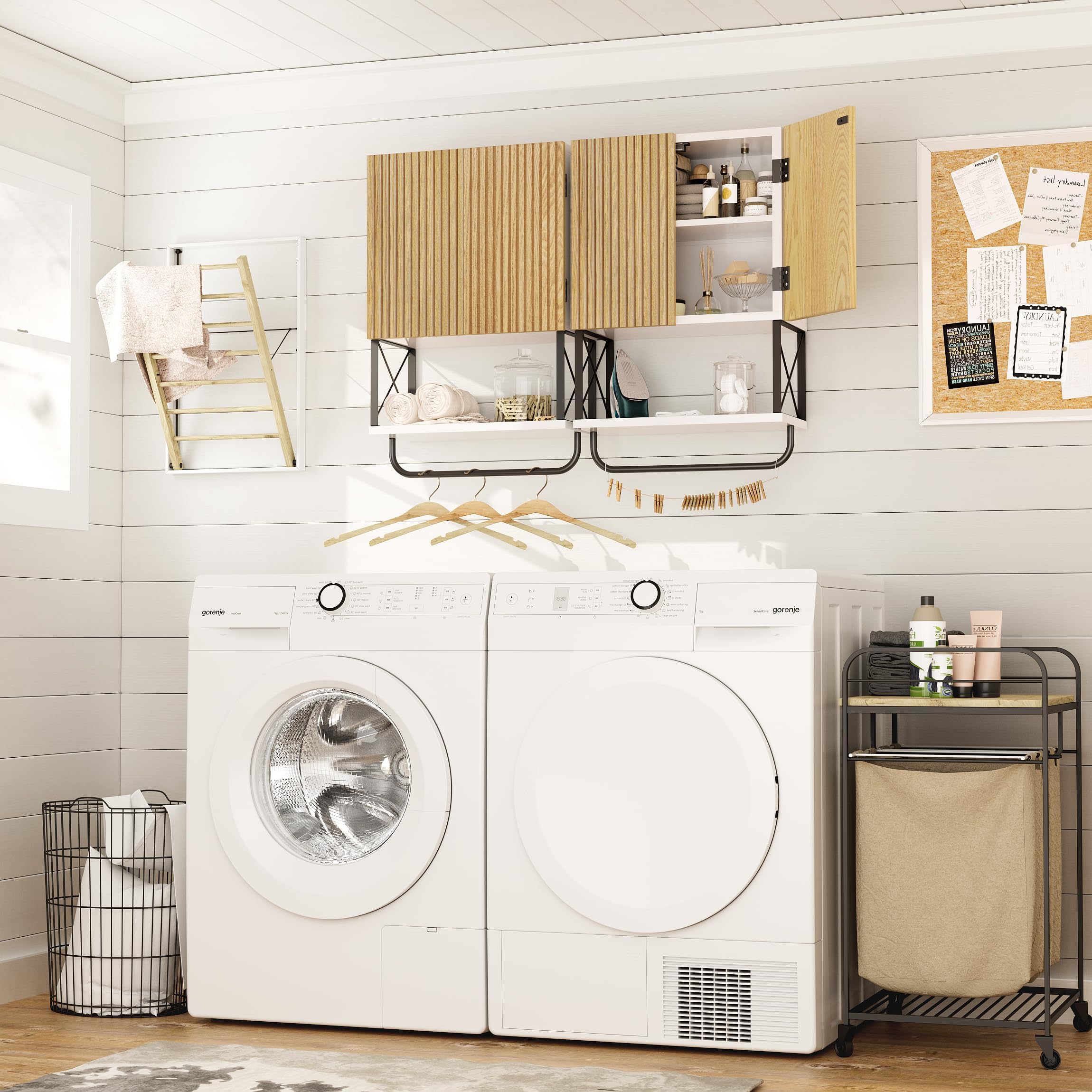 Fluted Wall Mounted Medicine Cabinet with Towel Bar - White Bathroom Storage Organizer for Above Toilet Space | Perfect for Small Bathrooms, Powder Rooms & Apartment Living