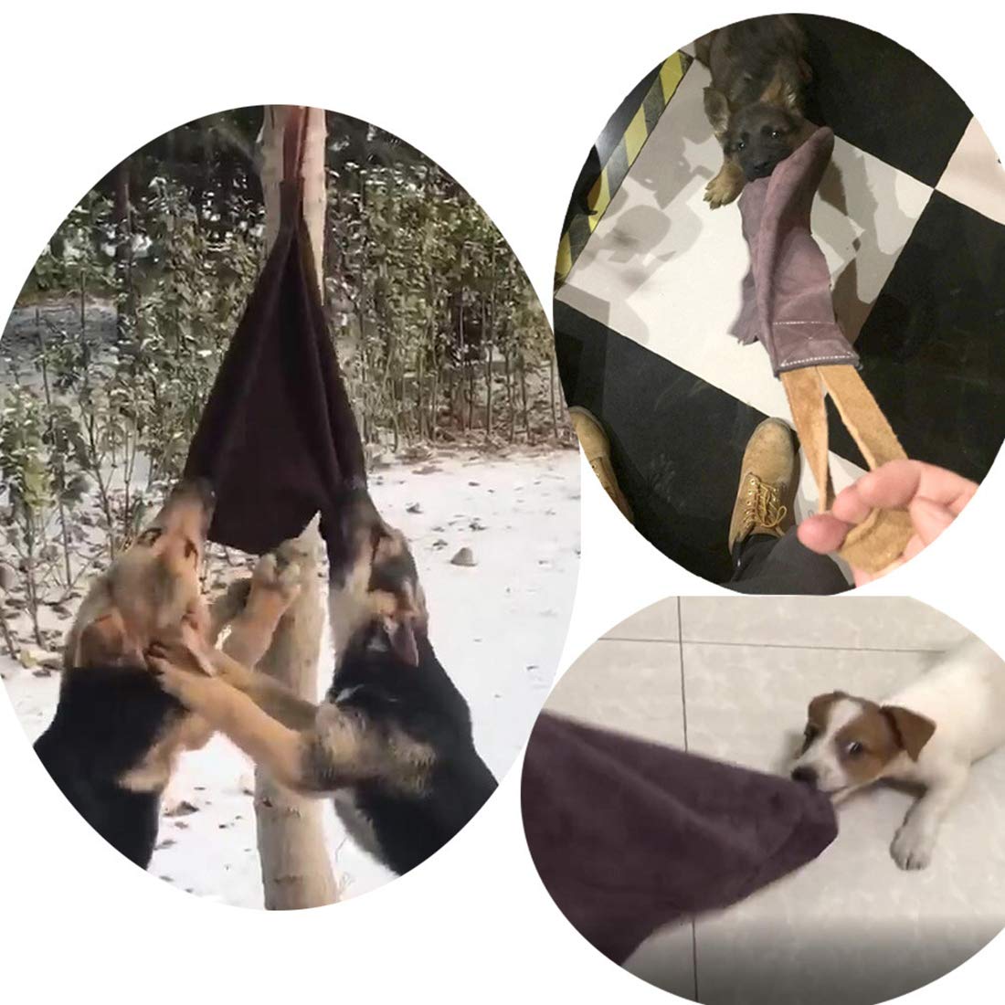 PetPhindU 耐用皮革狗咬布玩具 - 狗拉绳玩具, 带手柄的狗咬布, 适合小型中型大型犬的互动玩具, 增强狗狗咬合力与互动乐趣 - 室内外训练与玩耍的理想选择