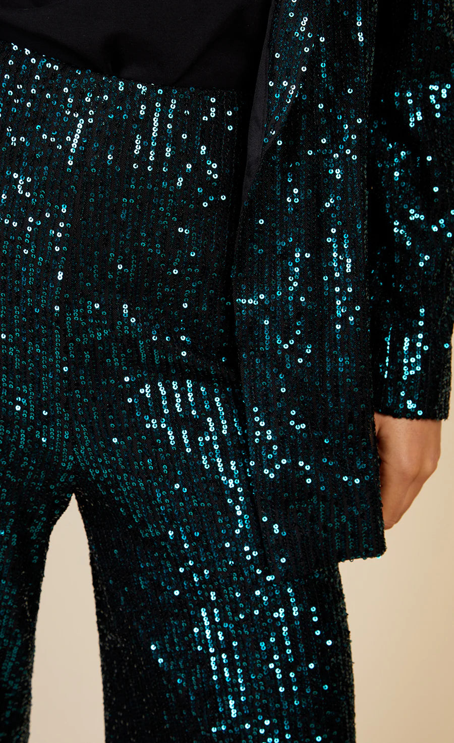 Bailey High Waisted Sequin Trousers for Women - Glitter Party Pants in Emerald Green | Perfect for New Year's Eve, Club Outfits & Holiday Celebrations