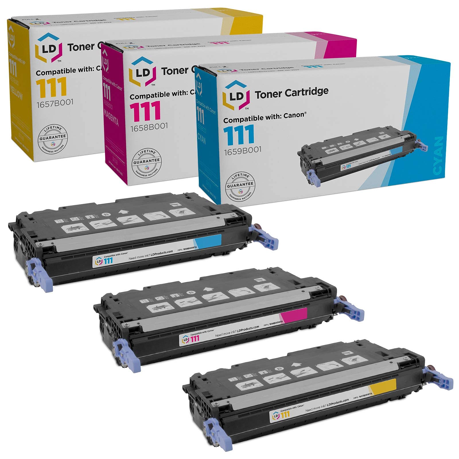 LD Products Remanufactured Toner Cartridge Replacement for Canon 111 (Cyan, Magenta, Yellow, 3-Pack) - Compatible with ImageClass & ImageRunner Printers: ML9150C, MF8170C, MF9220Cdn, MF9280CDN, LBP5360 - Ideal for Office Printing, Document Reproduction & High-Quality Color Output