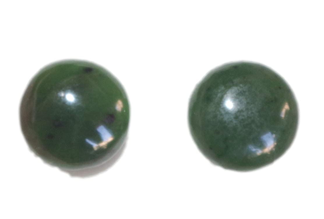14K Solid Gold Green Jadeite Stud Earrings - 11MM Half Dome Round AA Quality for Women | Elegant Jewelry Gift for Birthday, Anniversary & Special Occasions
