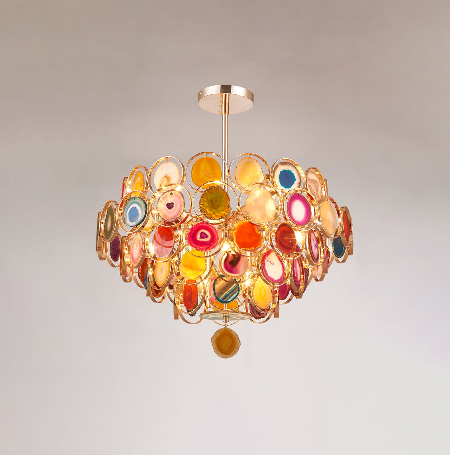Natural Carnelian Gemstone Chandelier - Handcrafted Bohemian Crystal Beaded Ceiling Light Fixture for Living Room, Dining Room & Bedroom Decor