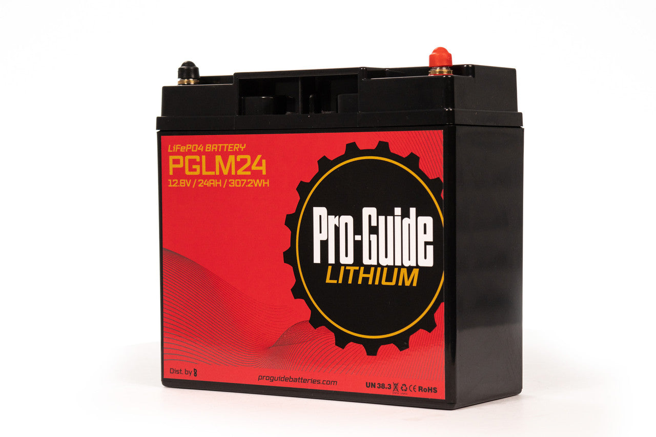 Pro Guide 24Ah 12V Lithium Deep Cycle Battery - Rechargeable Marine/RV Battery for Boats, Solar Systems & Off-Grid Power - Long Lasting Performance
