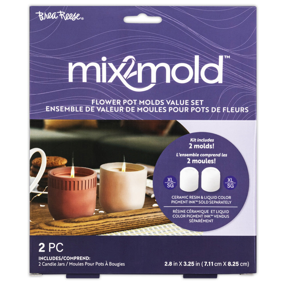 Brea Reese Mix2Mold DIY Candle Making Kit - 2 Pack Reusable Silicone Molds for Handmade Candles, Wax Melts & Soap Making - Perfect for Home Decor, Wedding Favors & Craft Projects