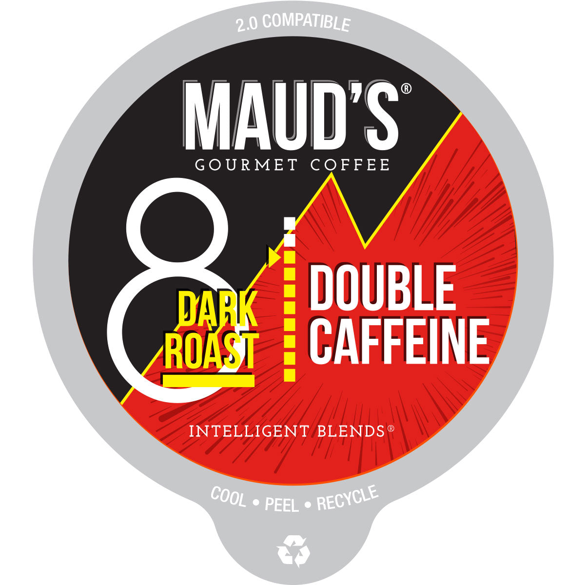 Maud's Double Caffeine Dark Roast Coffee Pods (2X Caffeine) - Strong Bold Flavor for Keurig Machines - Perfect for Morning Energy Boost & Office Use