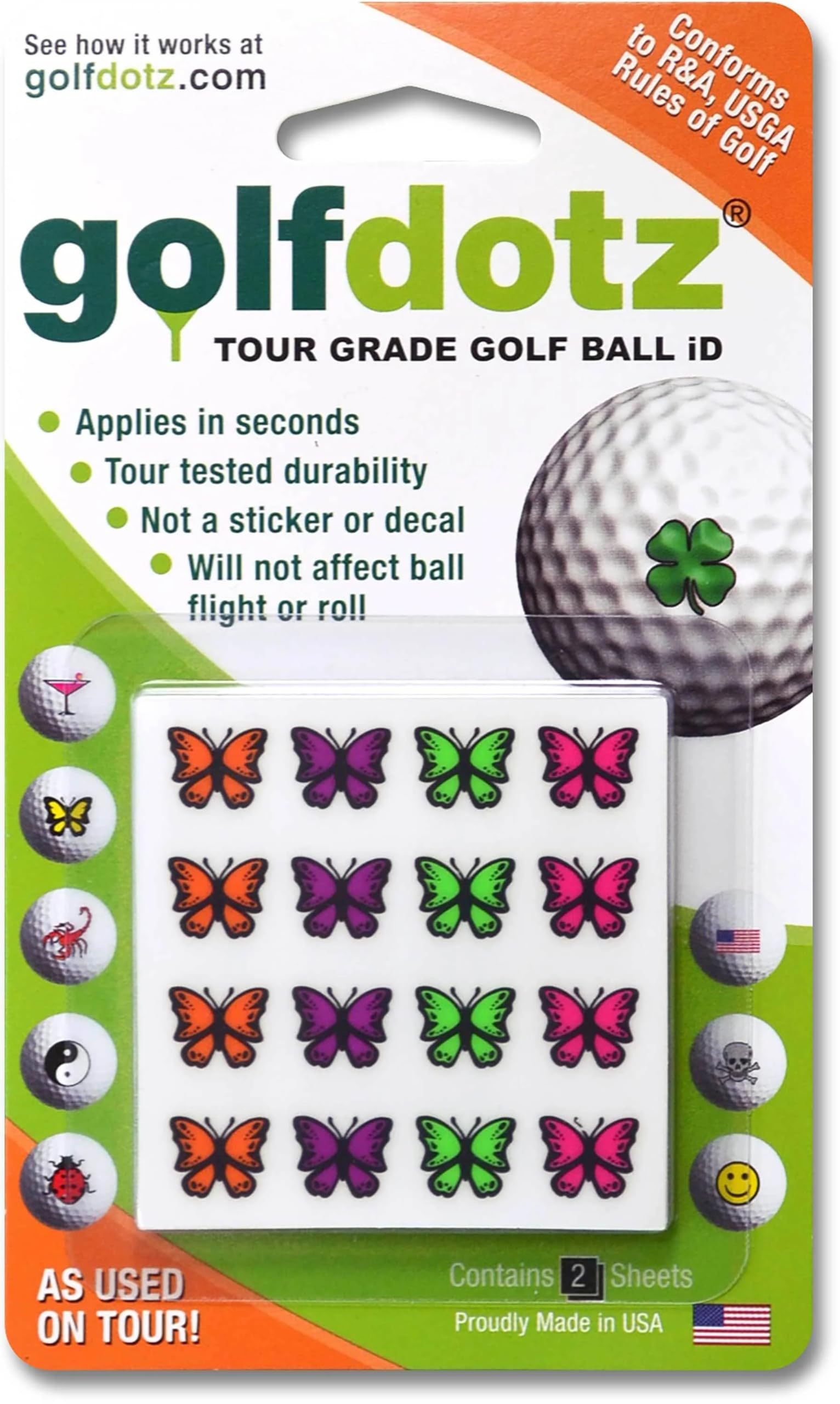 Golfdotz Creatures Collection - Unique Golf Ball Markers, Stamps & Stickers for Personalized Golf Balls | Durable Decals for Men & Women Golfers | Perfect for Tournament Play & Practice (18-32 Count)