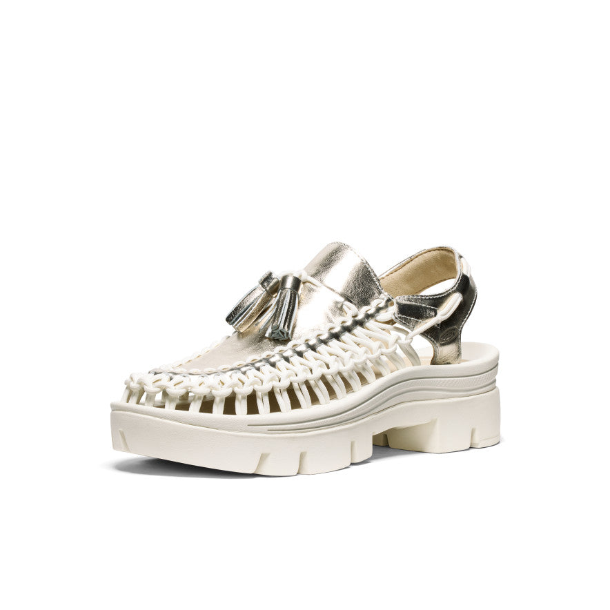 Unisex UNEEK PLT Tassel Sneakers - Champagne Gold & Star White | Trendy Casual Shoes for Men & Women | Perfect for Streetwear, Daily Wear & Fashion Outfits