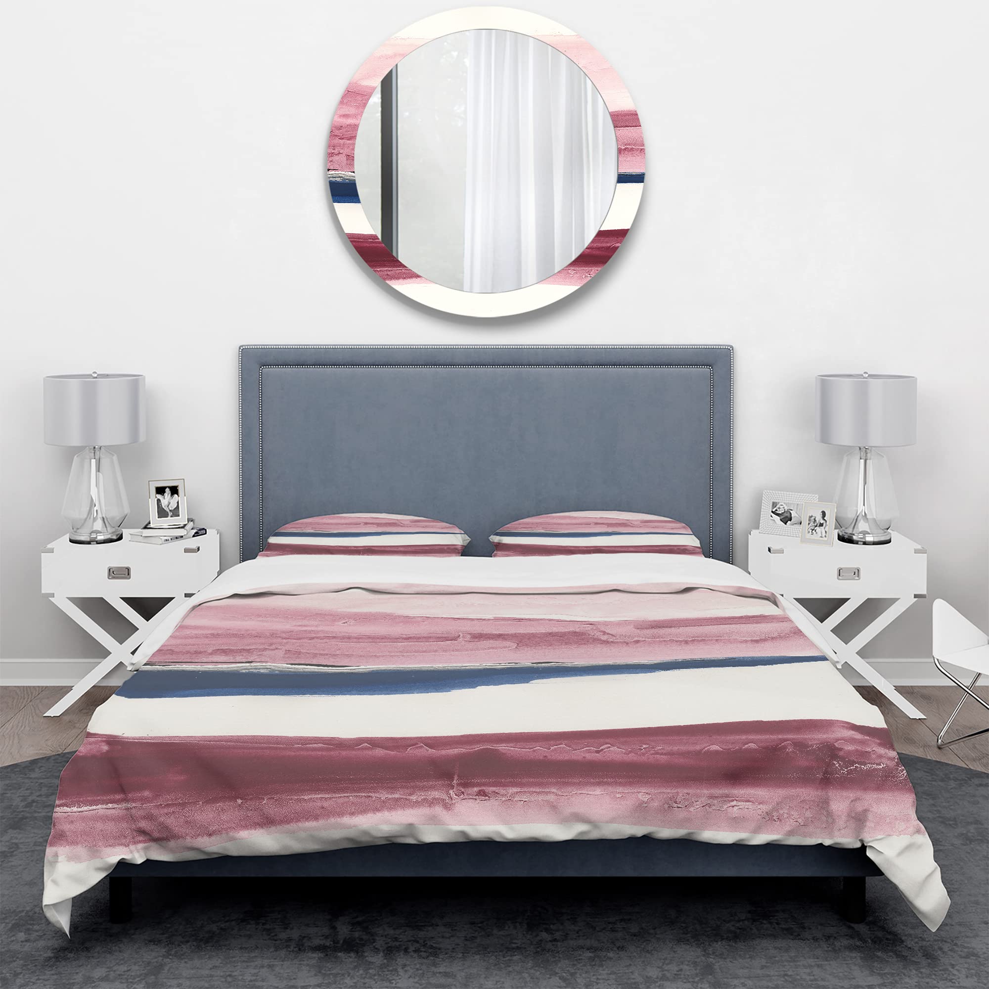 Shabby Chic Duvet Cover Set King - Blue Abstract Bedding for All Seasons | Cozy Home Decor