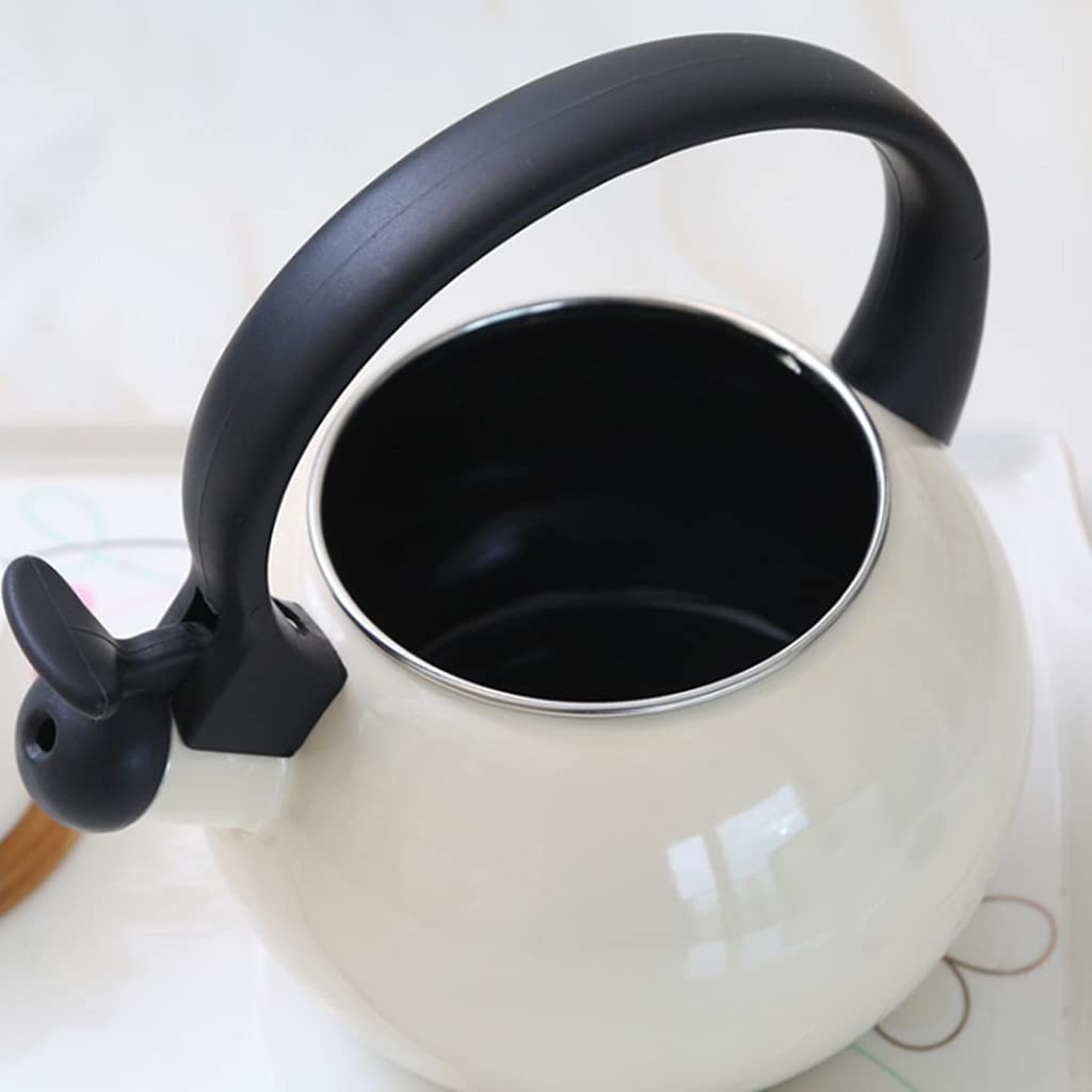Premium Enamel Teapot Kettle - Thickened Whistling Stovetop Pot for Gas & Induction Cooktops - 1.5L Flat Bottom Water Carafe - Perfect for Tea Brewing, Coffee Making & Kitchen Decor