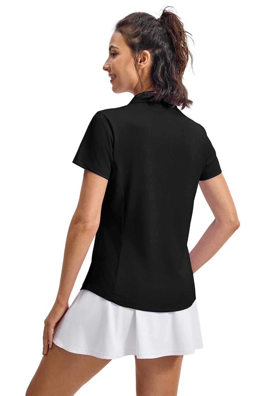 YSENTO Women's UPF 50+ V-Neck Collared Polo Shirt - Moisture Wicking Dry Fit Golf & Tennis Top for Outdoor Sports & Casual Wear