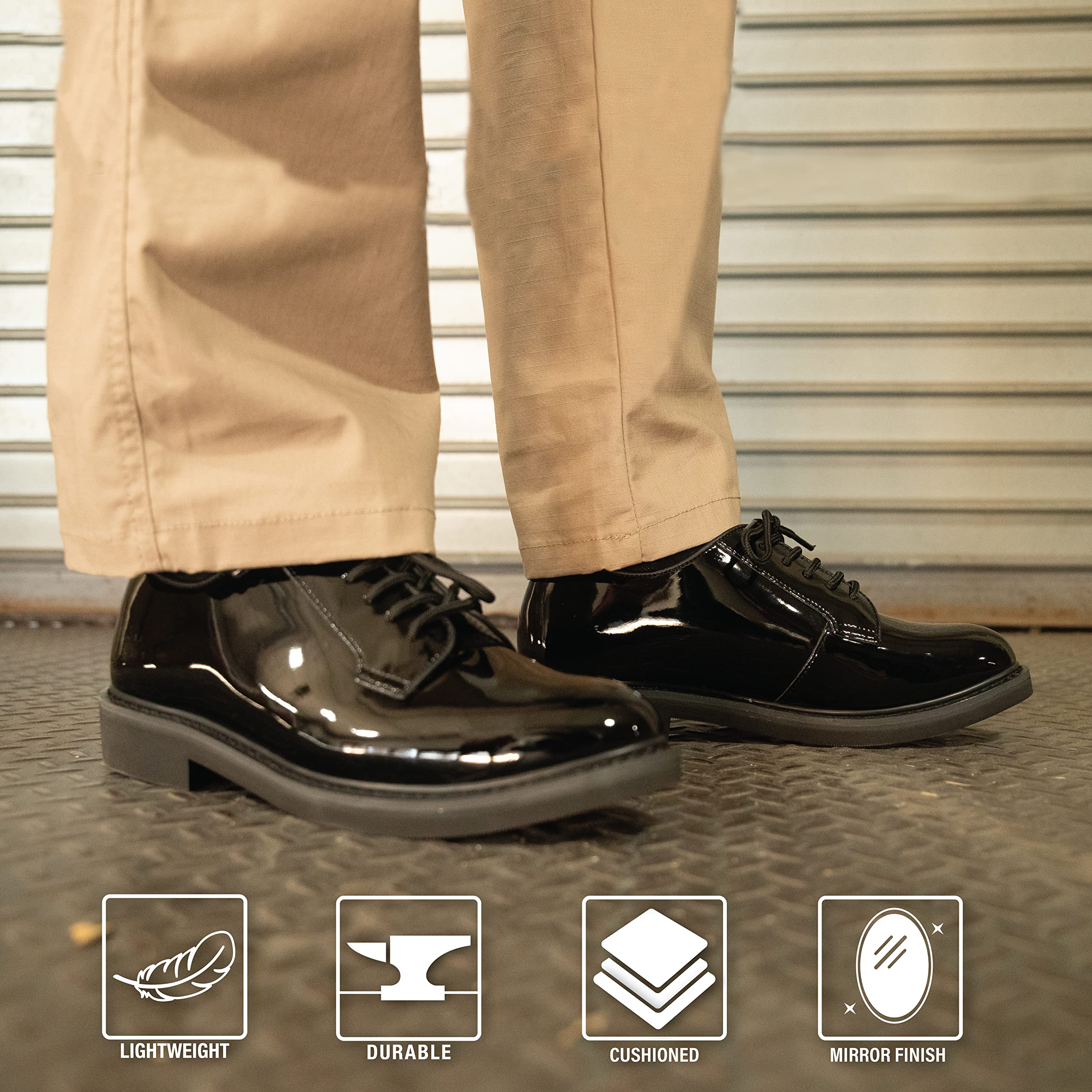 Rothco Men's Hi-Gloss Oxford Dress Shoes - Classic Formal Business Shoes for Office, Wedding & Special Occasions