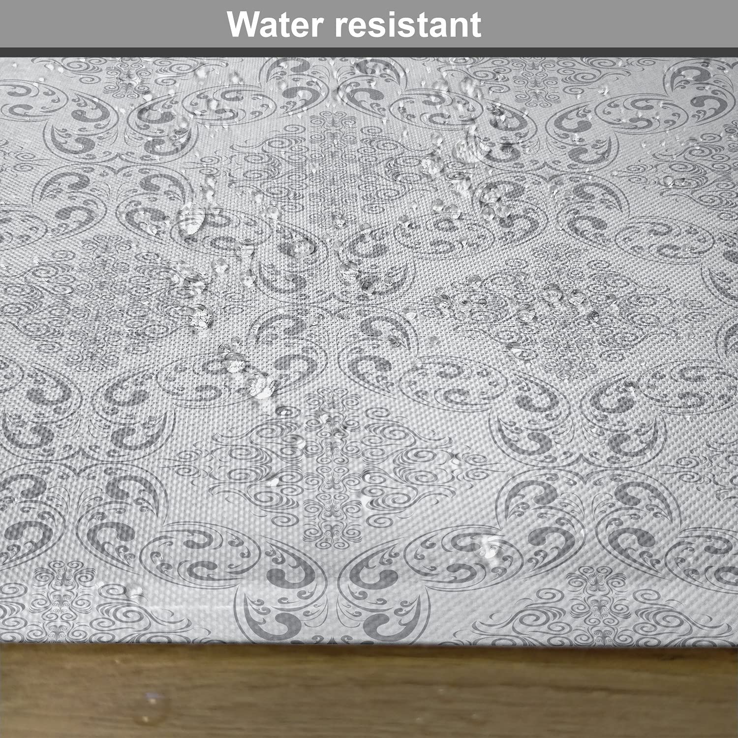 Ambesonne Grey Placemats Set of 4 - Victorian Antique Tile Design with Royal Scroll Motifs, Washable Fabric Dining Table Mats, Standard Size (Pale Grey) - Perfect for Formal Dinners, Holiday Gatherings & Elegant Home Decor