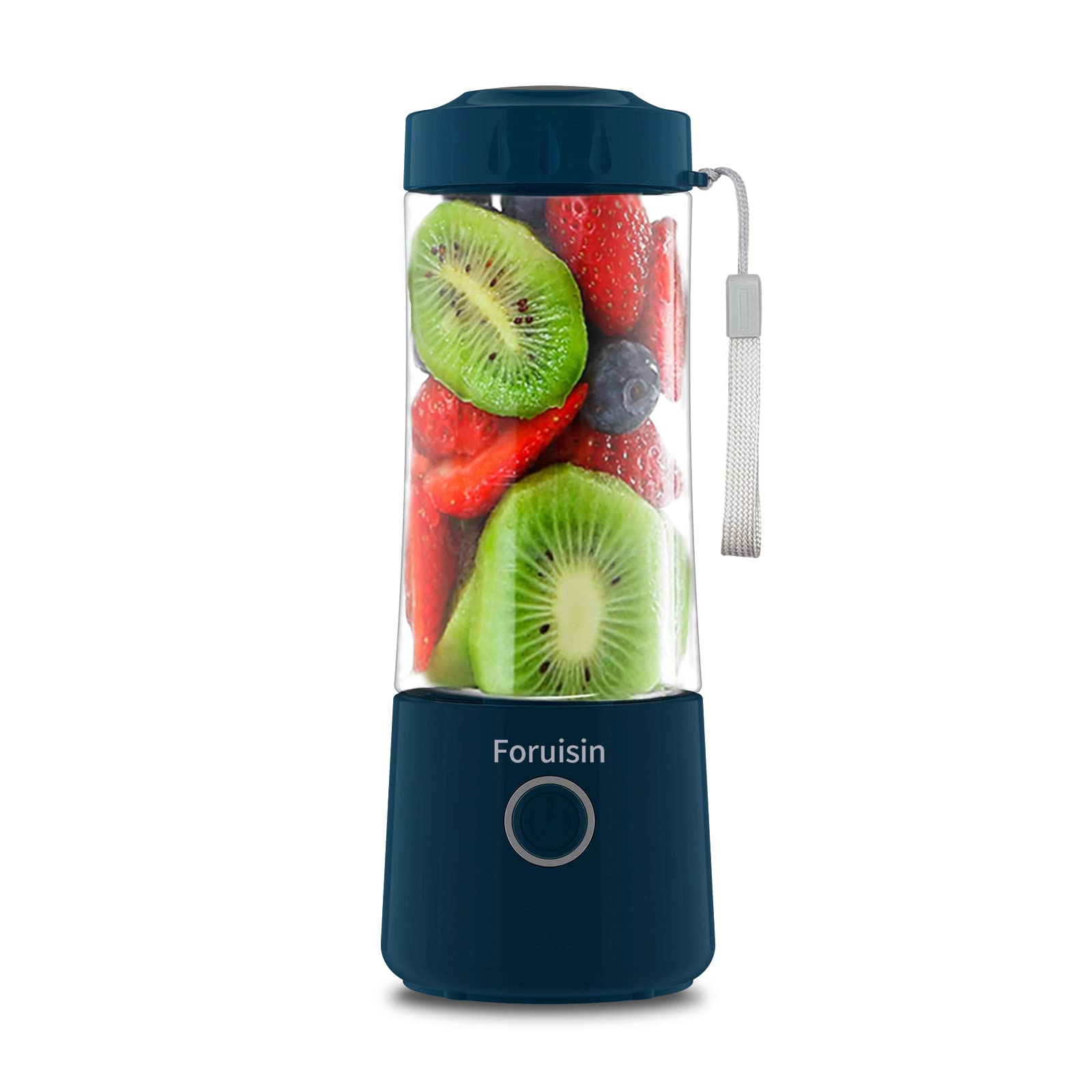 Portable Blender for Smoothies & Shakes - Foruisin 14oz USB Rechargeable Personal Blender with 6 Blades, Mini Juicer Cup for Travel, Gym, Office & Kitchen - Green