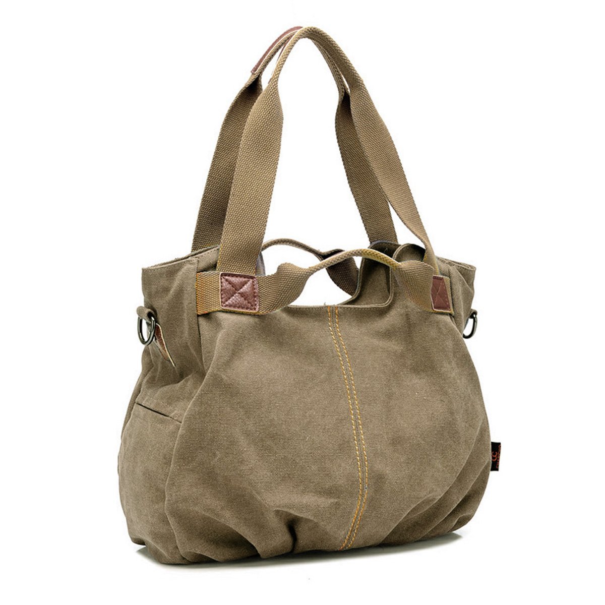 Women's Casual Canvas Tote Bag - Lightweight Hobo Shoulder Purse for Daily Use, Shopping & Work (Khaki) | Perfect for Groceries, Beach Trips & Office Commute