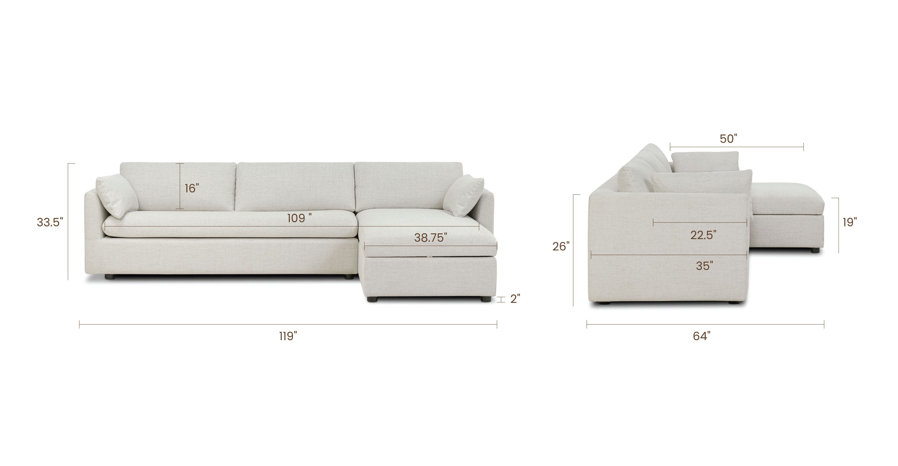 Argos Right Facing Sleeper Sectional Sofa Bed - Convertible L-Shaped Couch with Storage | Modern Living Room Furniture for Small Spaces | Perfect for Apartments, Guest Rooms & Home Theater Seating