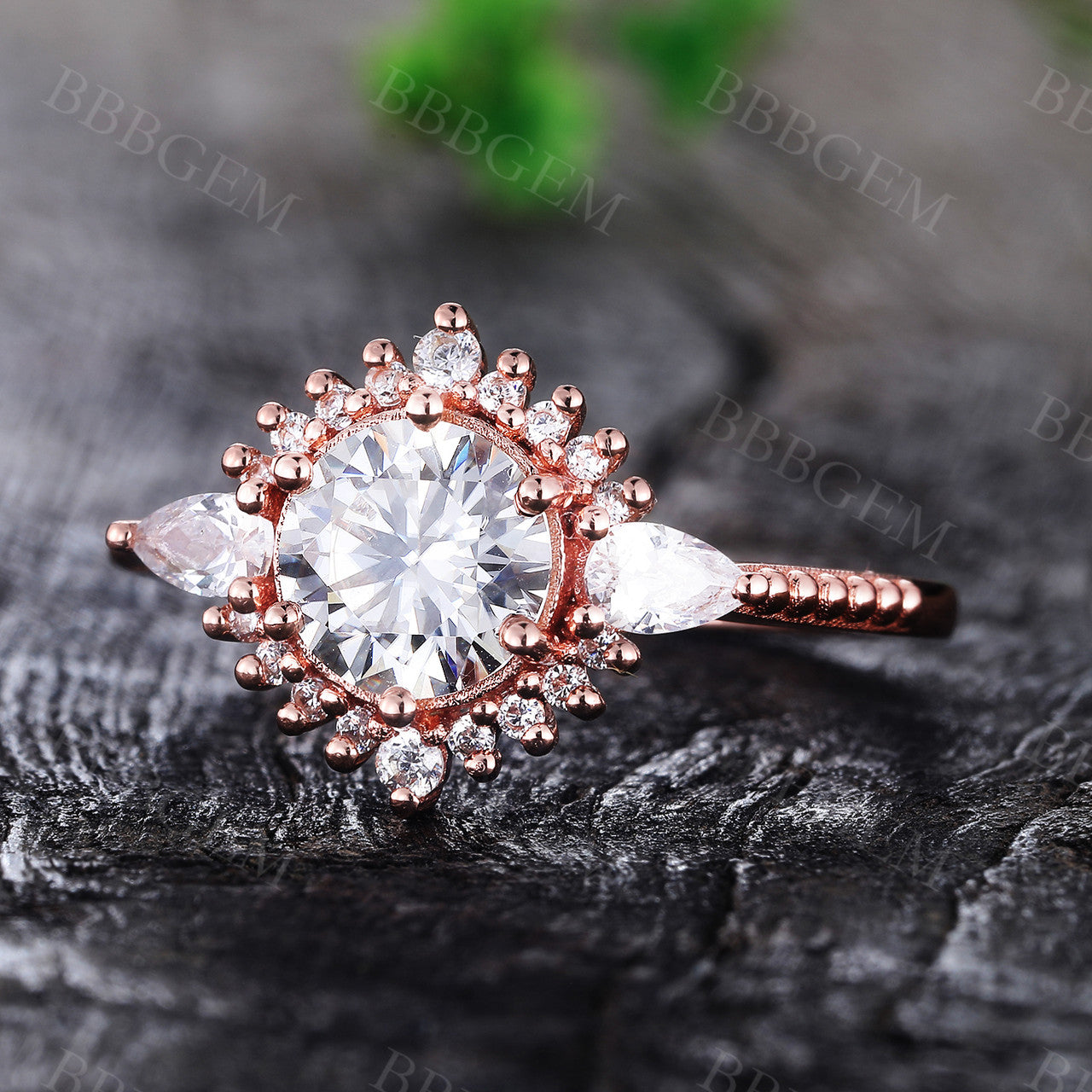 1.25CT Art Deco Round Cut Moissanite Engagement Ring - 14K Rose Gold Milgrain Wedding Band for Women | Vintage Inspired Bridal Jewelry Gift for Fiancée, Anniversary & Proposal