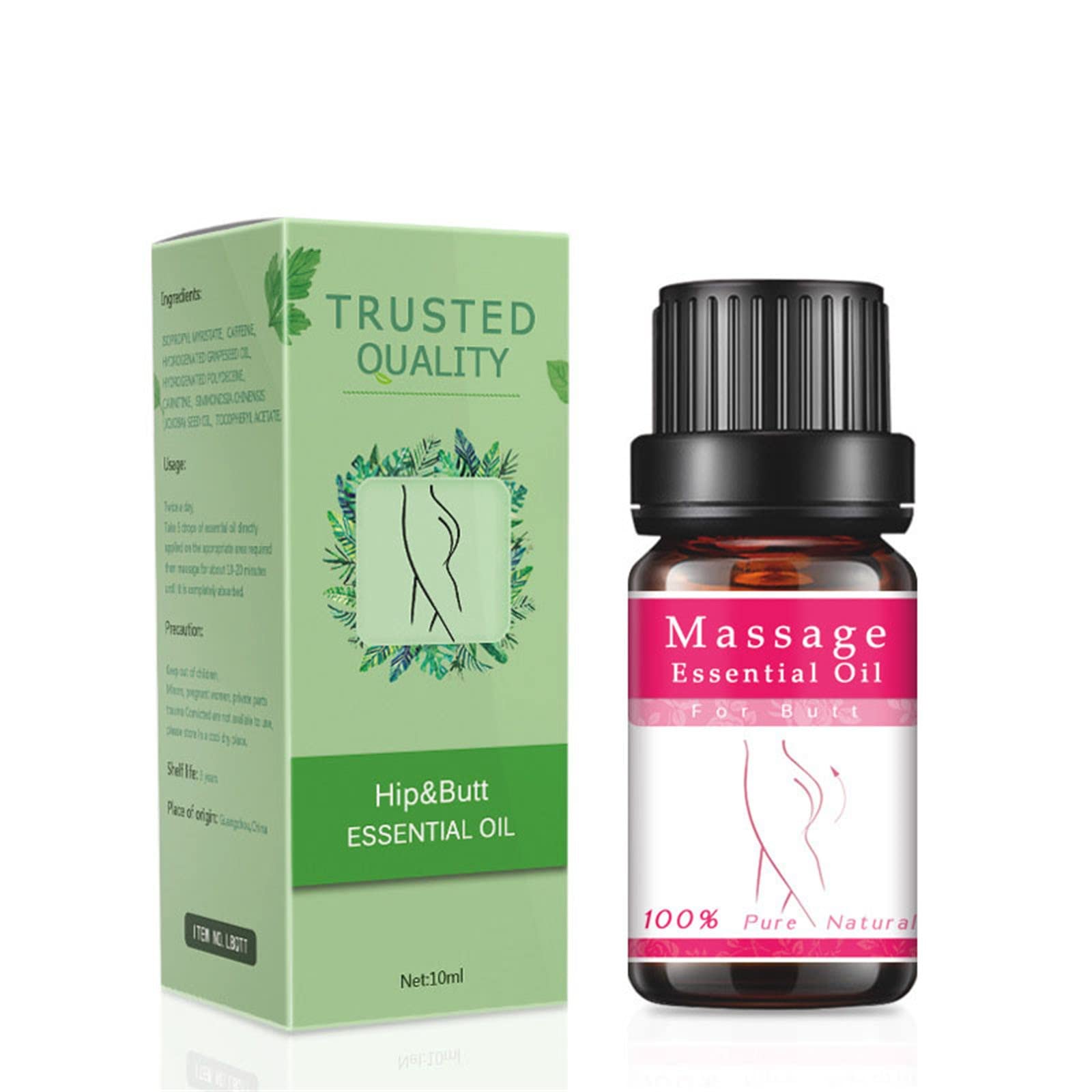 Natural Herbal Butt Firming & Enhancement Oil for Women - Gluteal & Hip Massage Essential Oil, 10ml - Perfect for Post-Workout Recovery & Body Contouring