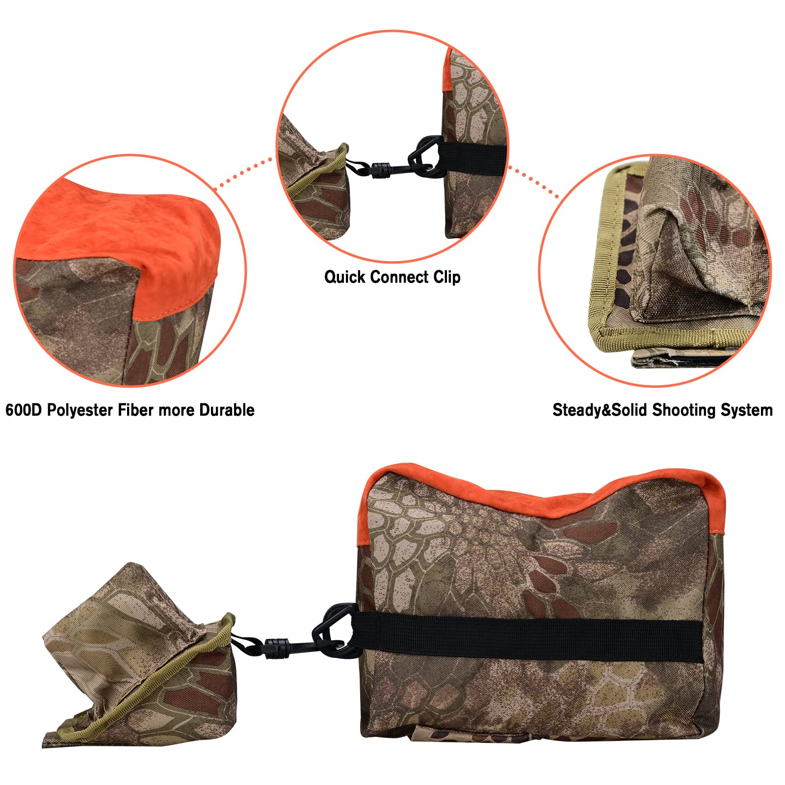 ONATISMAGIN Shooting Sand Bag - Heavy Duty Rifle Rest Bag for Outdoor Hunting, Range Shooting & Bench Rest Support - Perfect for Hunting, Target Practice & Long Range Shooting Accessories