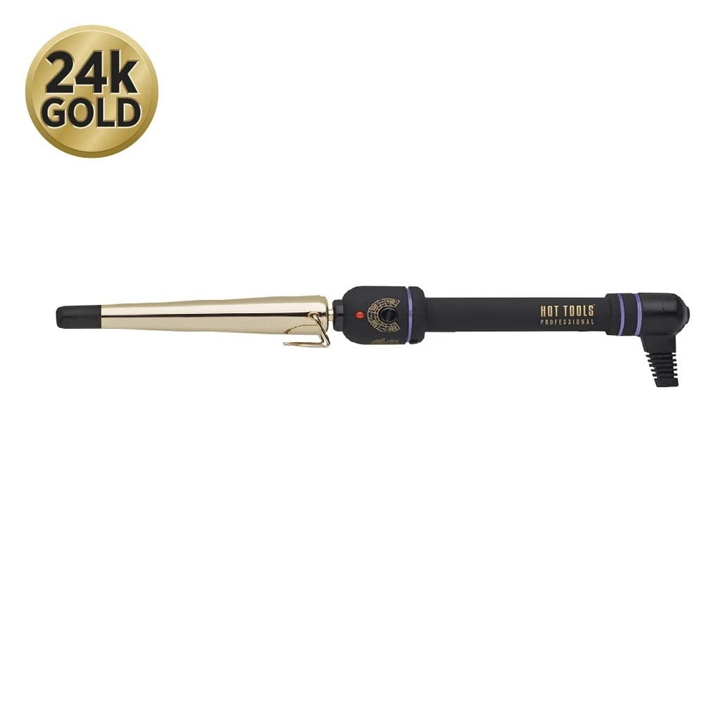 Hot Tools Professional Tapered Curling Iron 1 Inch - Gold Hair Curler for Short to Medium Hair - Perfect for Beach Waves, Wedding & Party Hairstyles