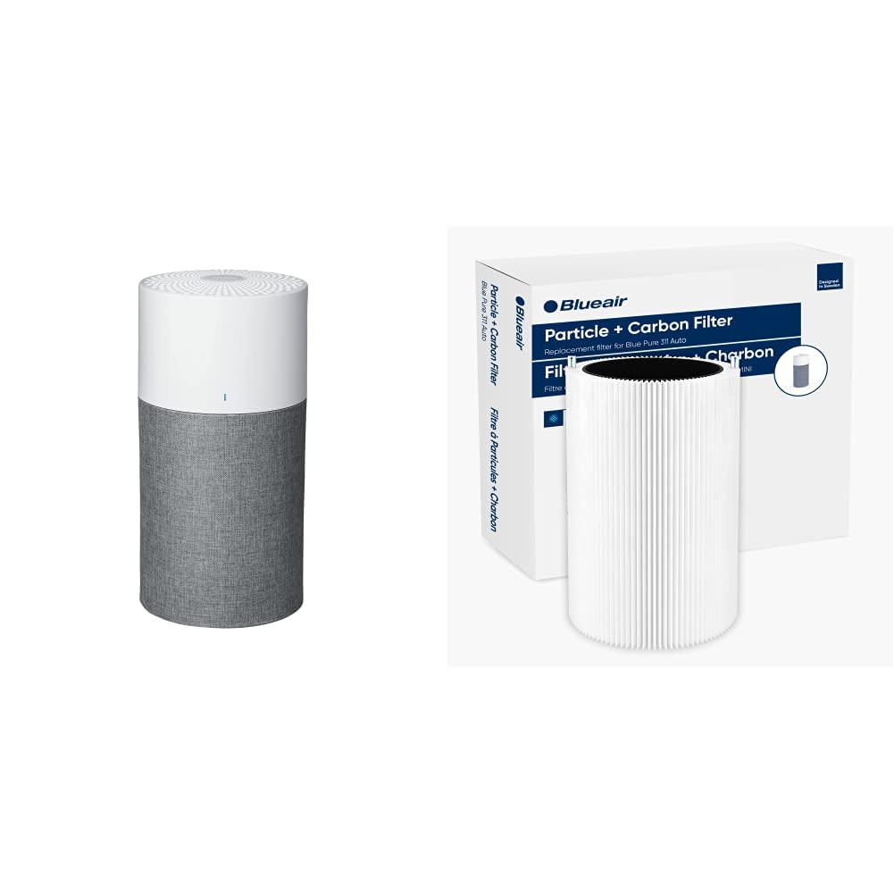 Blueair Blue Pure 311 Auto Medium Room Air Purifier with Genuine Replacement Filter - HEPA Particle & Activated Carbon Air Cleaner for Allergies, Dust, Smoke - Perfect for Bedroom, Office, Nursery Use