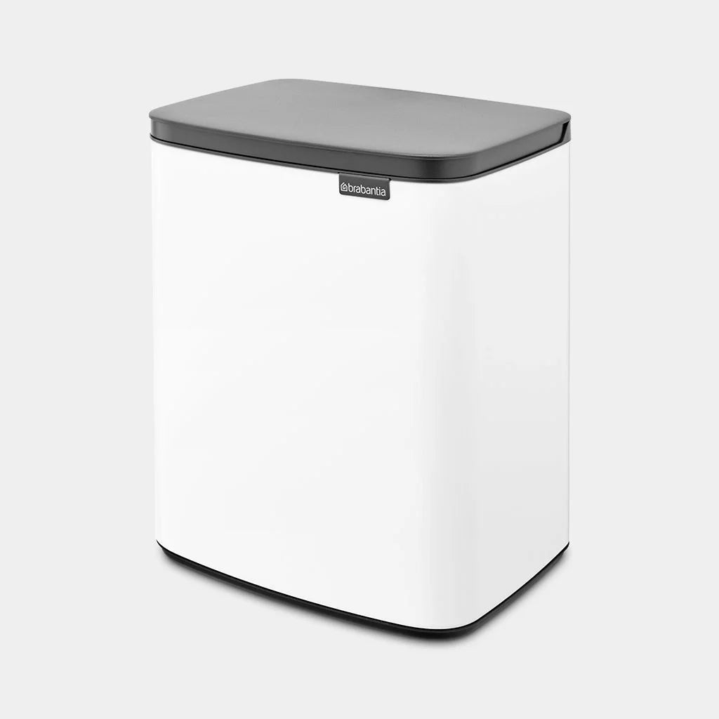 12L White Bo Waste Bin - Small Kitchen Trash Can for Bathroom, Office & Home Use