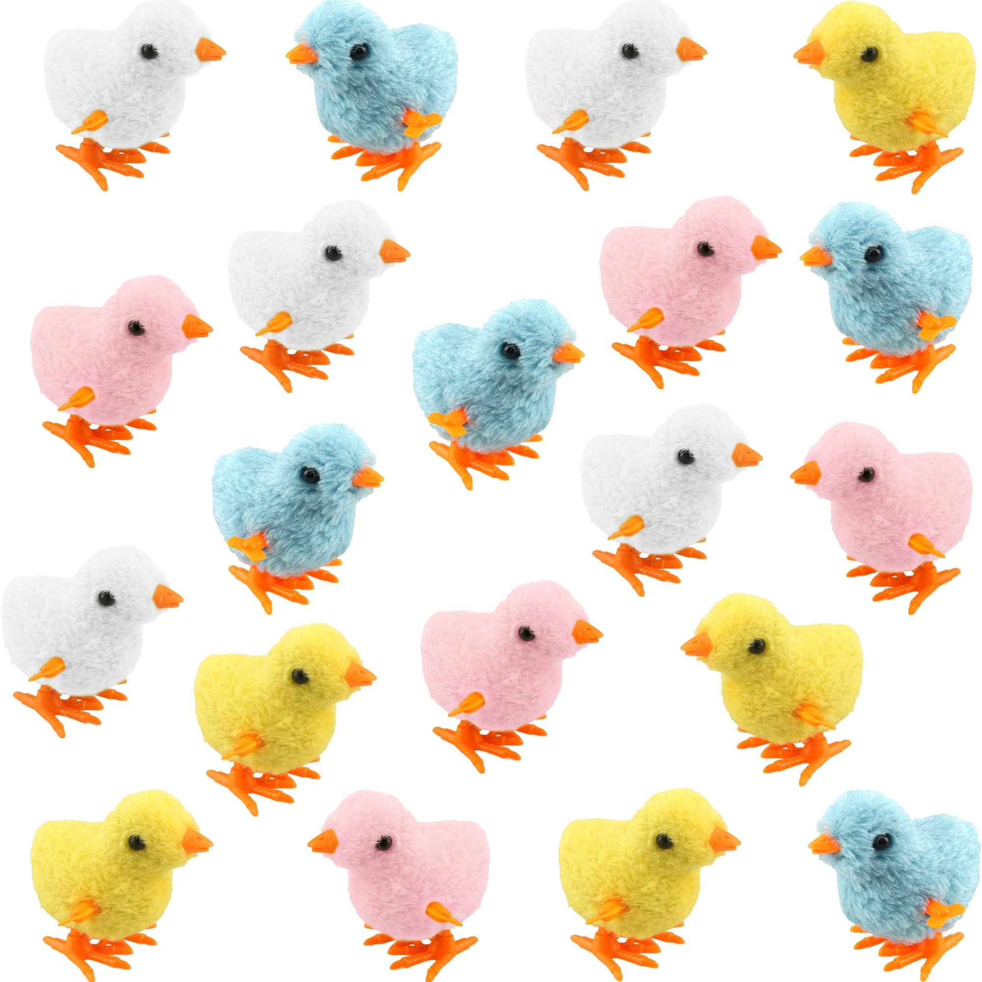20 Pack Wind-Up Easter Chicken Plush Toys - Jumping Chicks for Kids, Easter Party Favors, Easter Basket Stuffers - Perfect for Easter Egg Hunts, Classroom Rewards & Spring Decorations