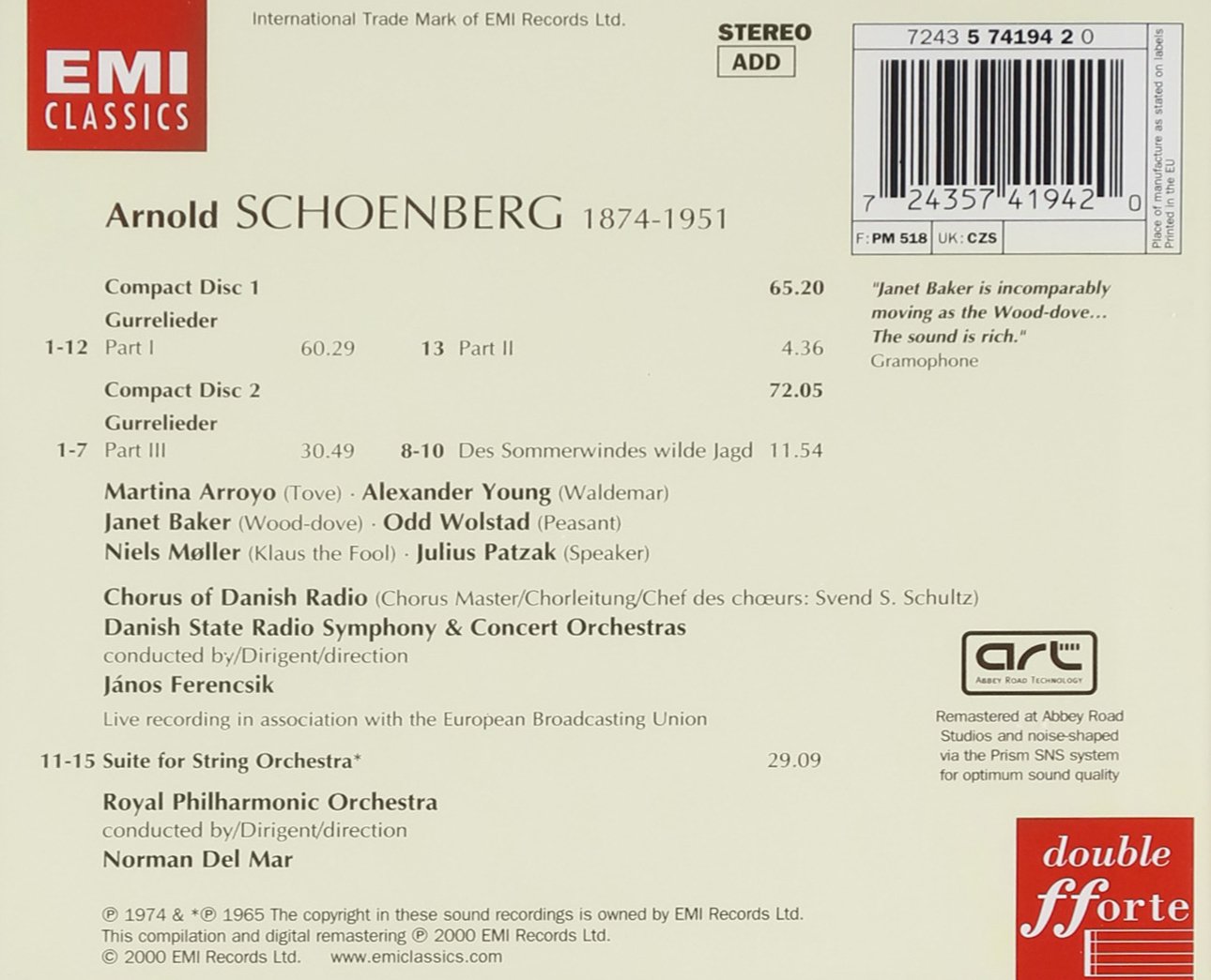 Schoenberg: Gurrelieder & Suite for String Orchestra - Classical Music CD for Concert Enthusiasts & Home Listening