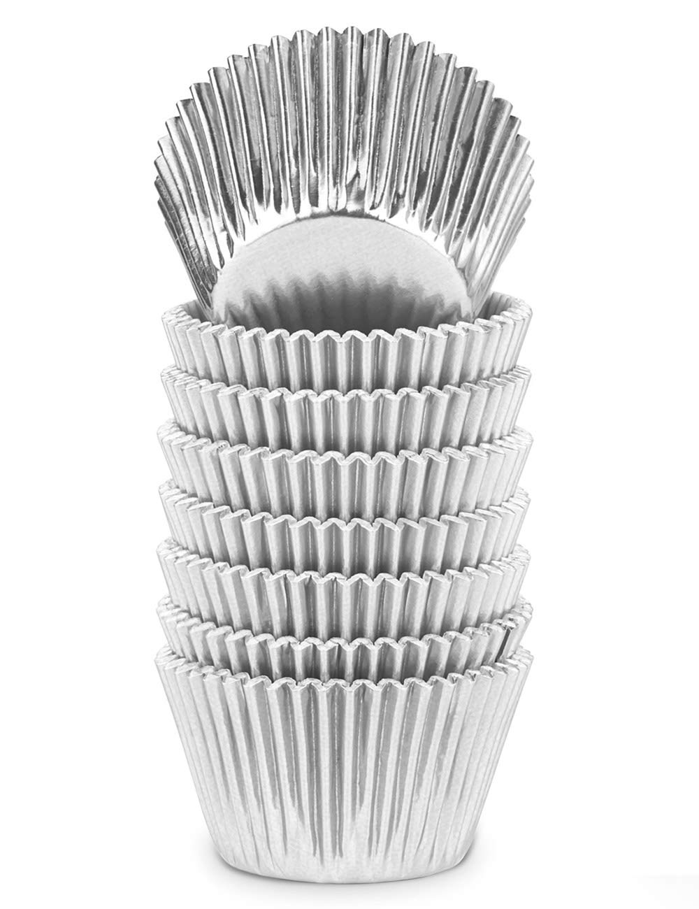 Gifbera Silver Foil Jumbo Cupcake Liners - 160 Count Metallic Muffin Baking Cups for Party, Wedding & Holiday Desserts